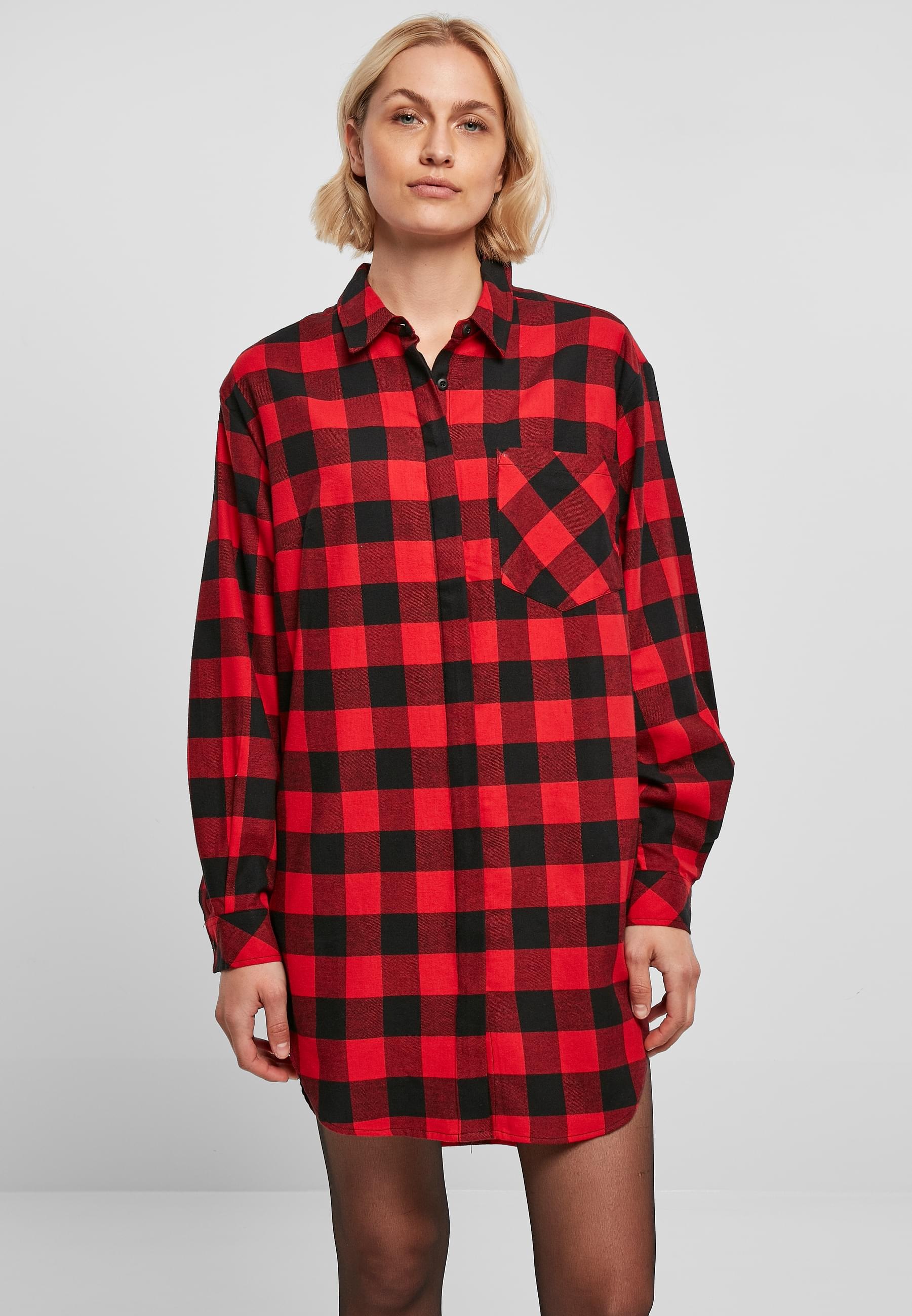 URBAN CLASSICS Shirtkleid »Urban Classics Damen Ladies Oversized Check Flannel Shirt Dress«, (1 tlg.)