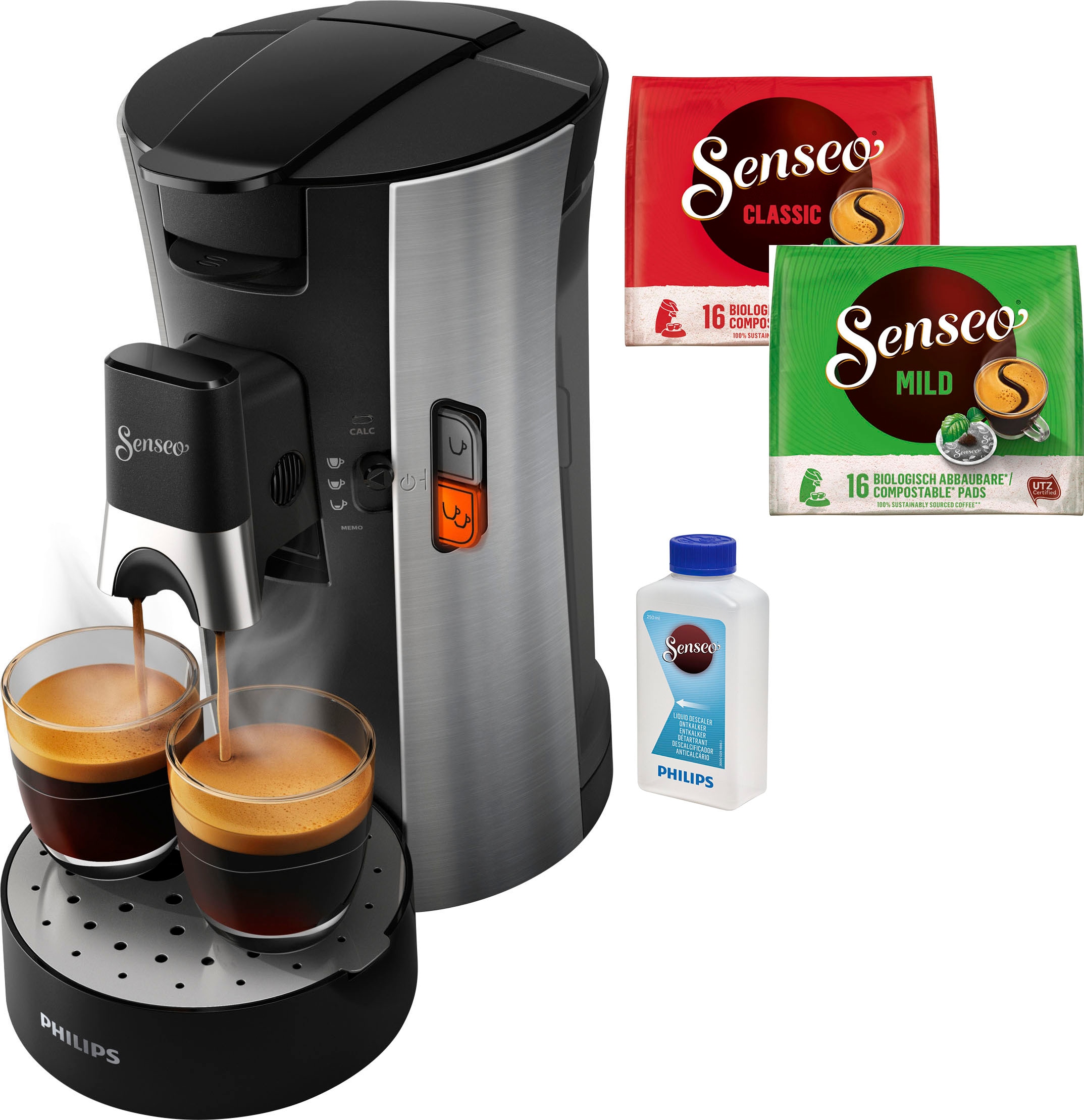 Philips Senseo Kaffeepadmaschine "Select CSA250/10", inkl. Gratis-Zugaben im Wert von € 14,- UVP