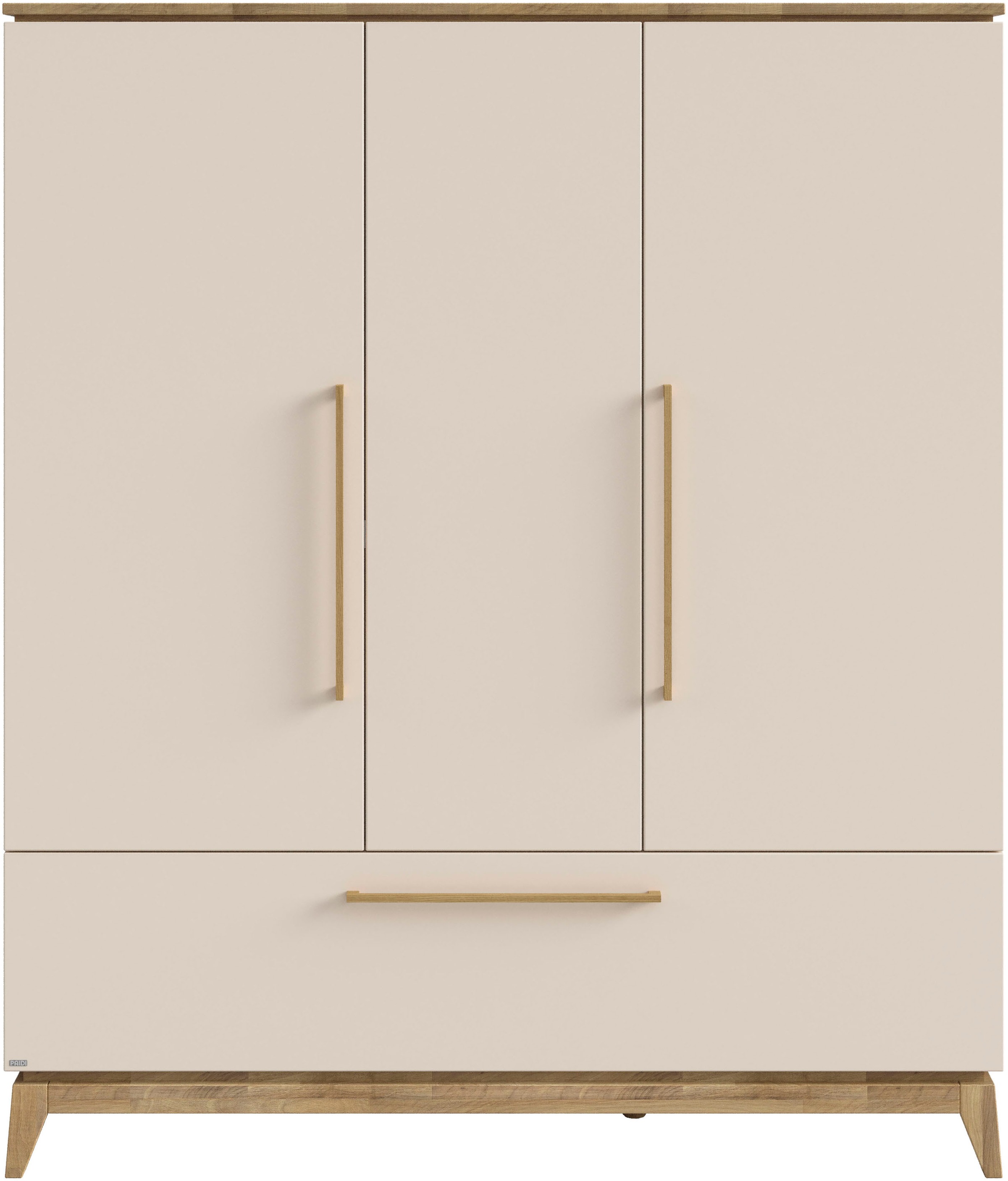 PAIDI Kleiderschrank »STIENE in Beige oder Grau, 3 Türen und 1 Schublade mit Soft-Close« B/H/T ca. 170/200/57cm,  inkl Kleiderstange + Einlegeböden, Kleiderschrank mit Eiche Massivholz