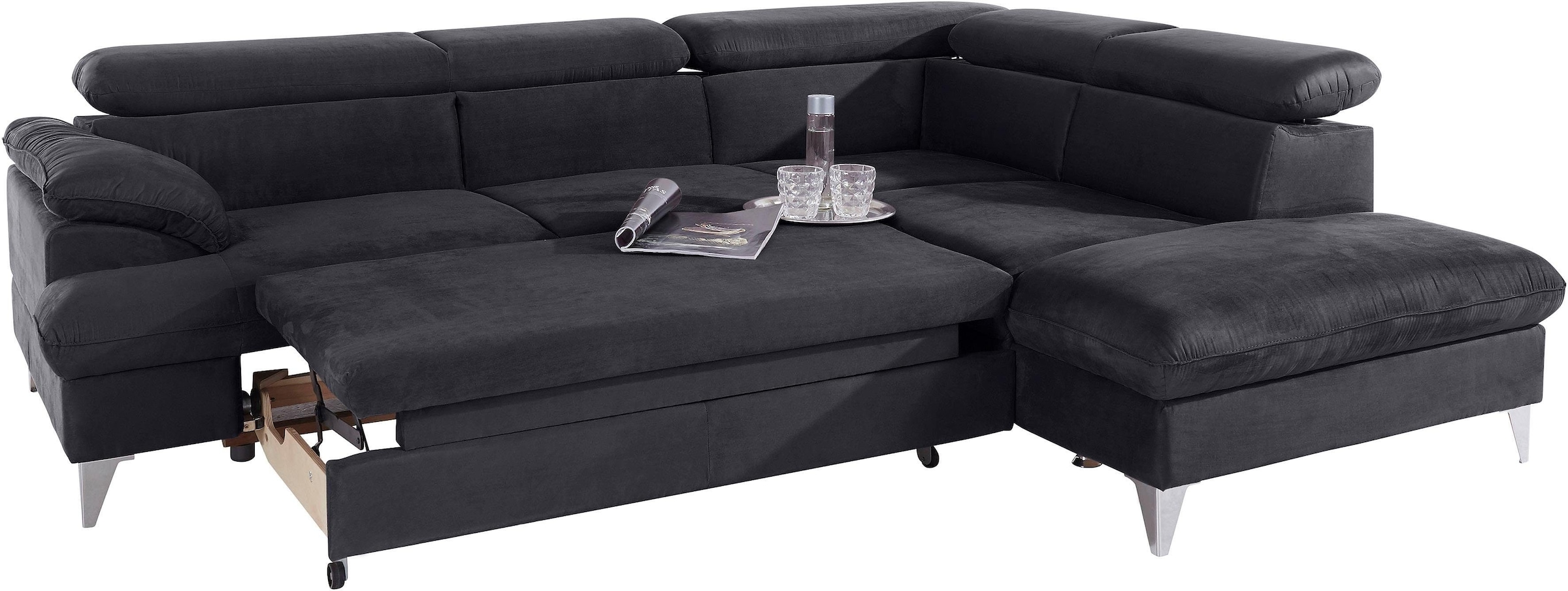 COTTA Polstergarnitur »Caluso L-Form«, Set bestehend aus: Ecksofa mit Kopfteilverstellung & Hocker