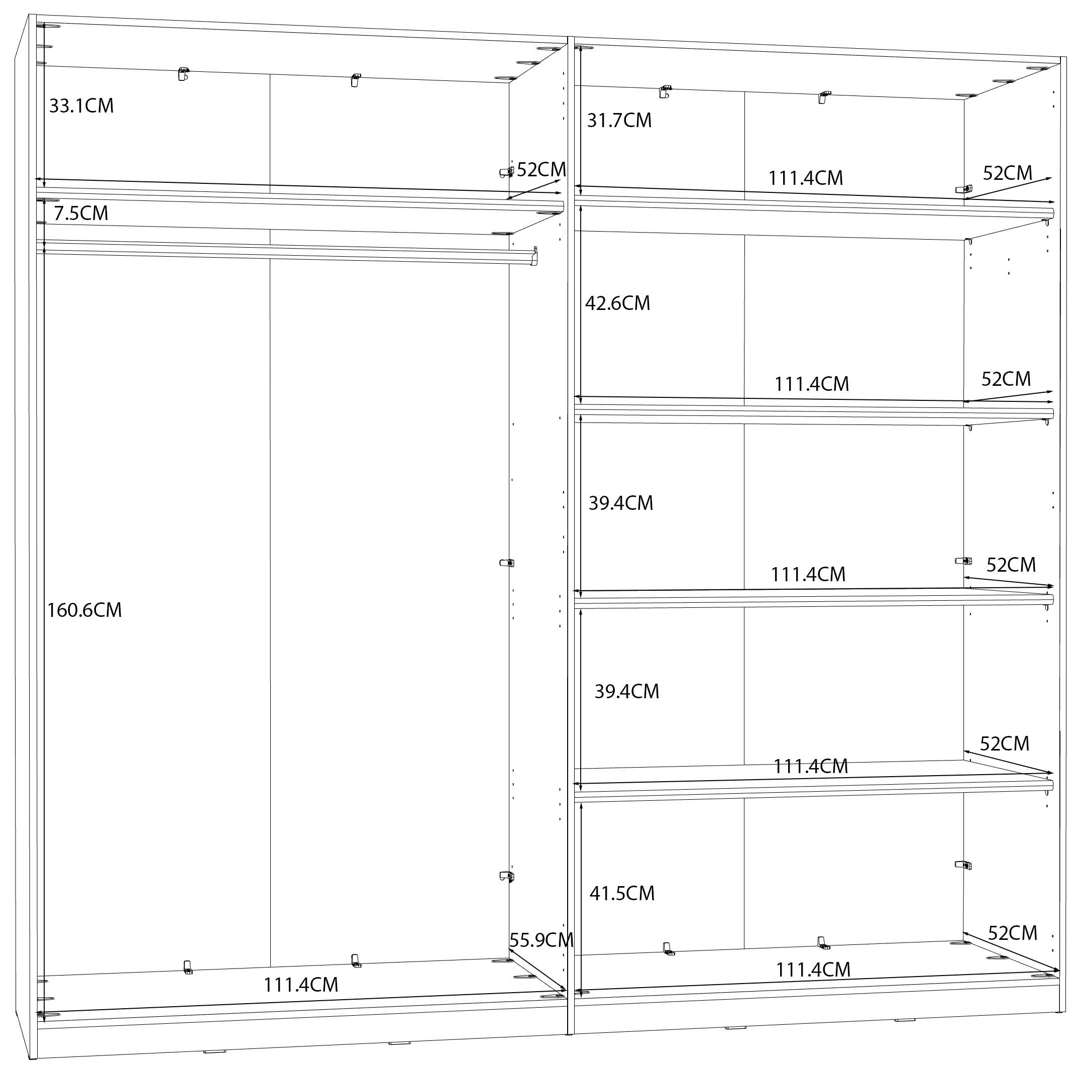 FORTE Kleiderschrank »Helen 230, Drehtürenschrank, 4-türig, Spiegel« B/H/T 227,5/212,9/58,9, Spiegeltüren
