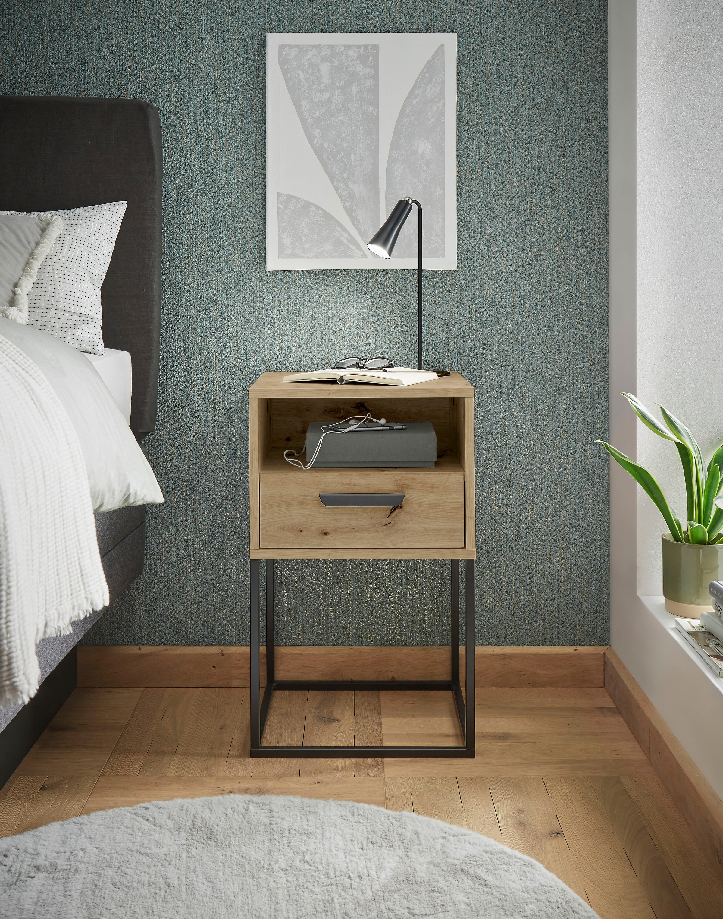 Schlafkontor Nachtkommode "Cudro Nachttisch auf Fußgestell" mit einem offen günstig online kaufen