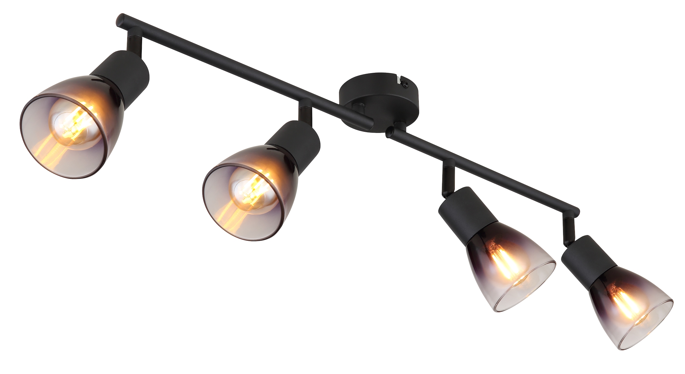 GLOBO LIGHTING Deckenstrahler »SATELLA«, Leuchtmittel E14 | ohne Leuchtmittel, Deckenspot/schwarz/Holz/Glas rauchfarben/Flur/Wohnzimmer