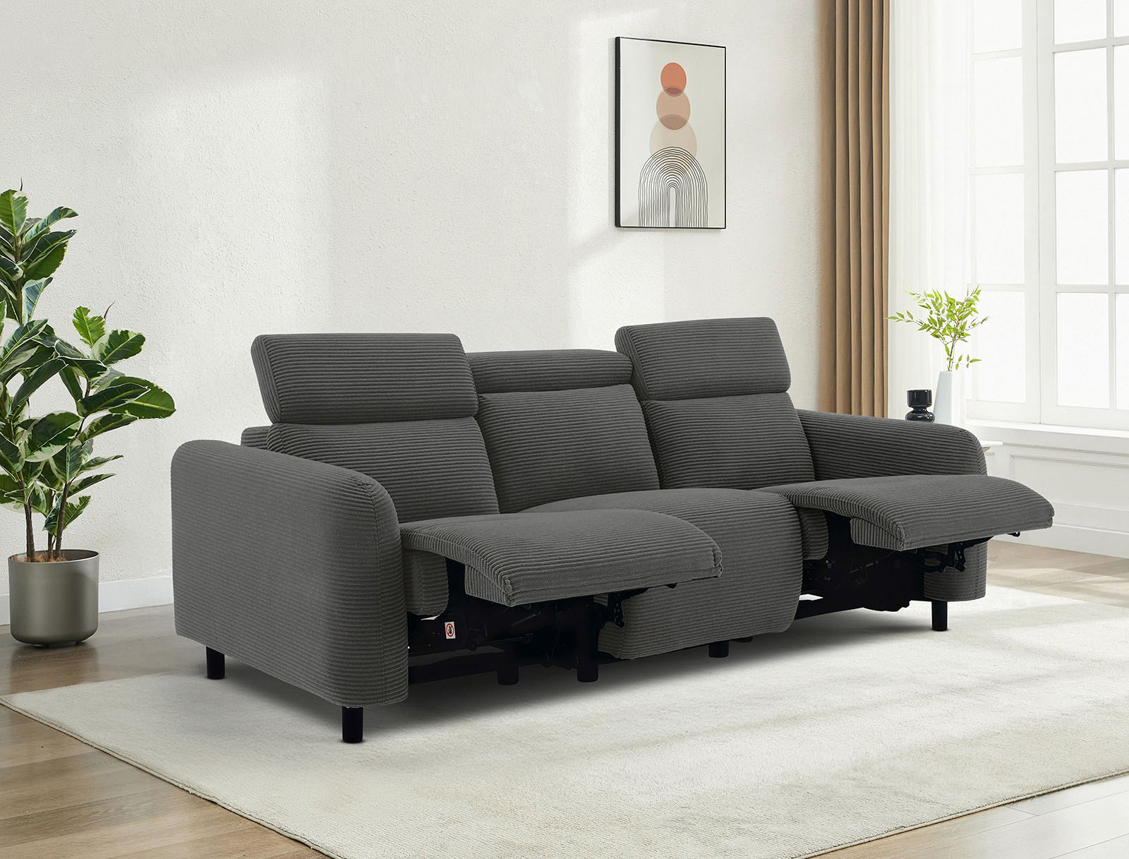 OTTO home 3-Sitzer "SKAANE Cord-Sofa, 229 cm, manuelle u. elektrische Relaxfunktion" Relax-Funktion in 2 Sitzen, Kopfteilverstellung, Federkernpolsterung
