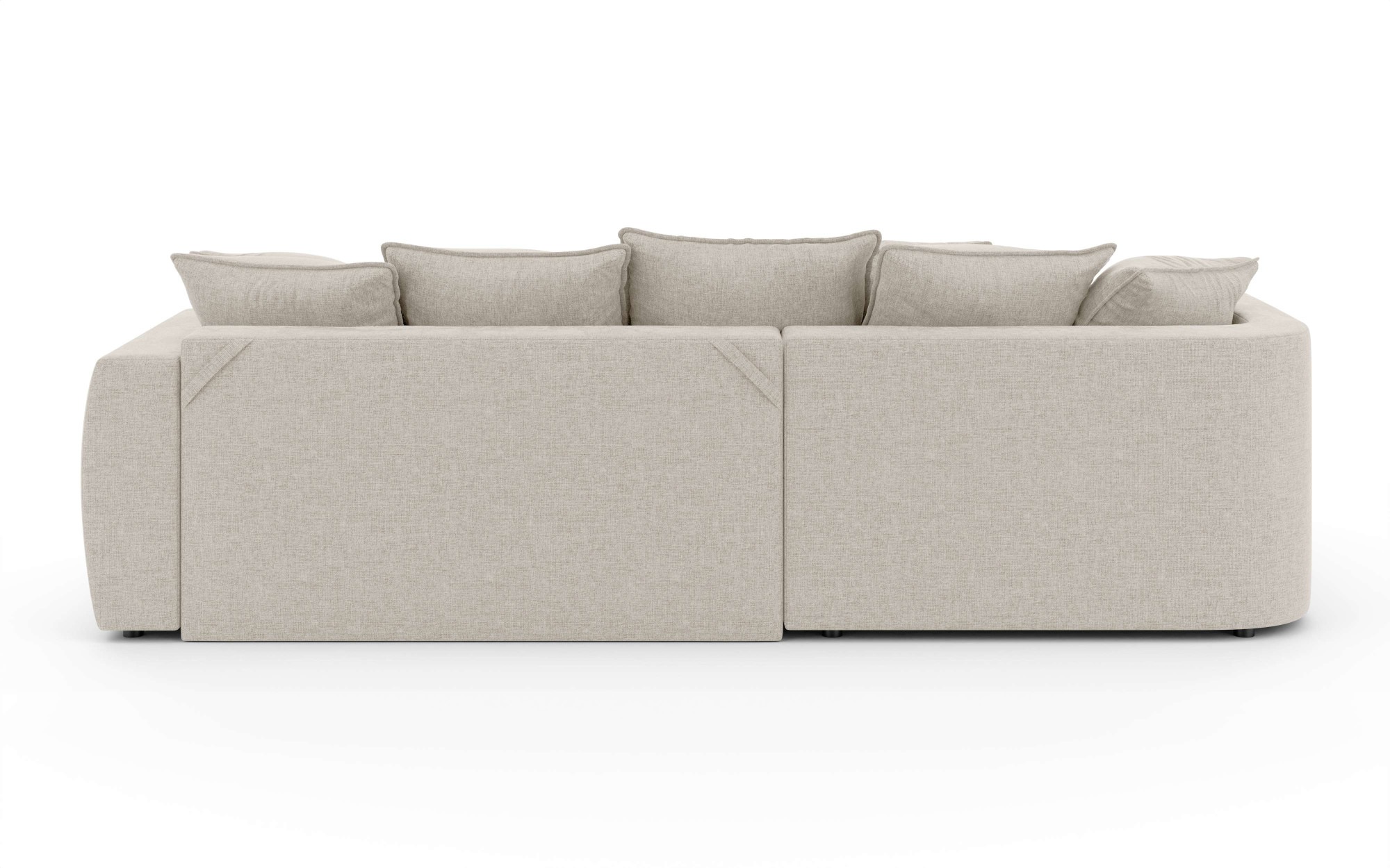 INOSIGN Ecksofa »Kahekili, Schlafsofa mit Bettkasten, Maße B/T/H: 255/181/90/ cm«, L-Form mit Wellenunterfederung, 7 Rückenkissen und 2 Zierkissen