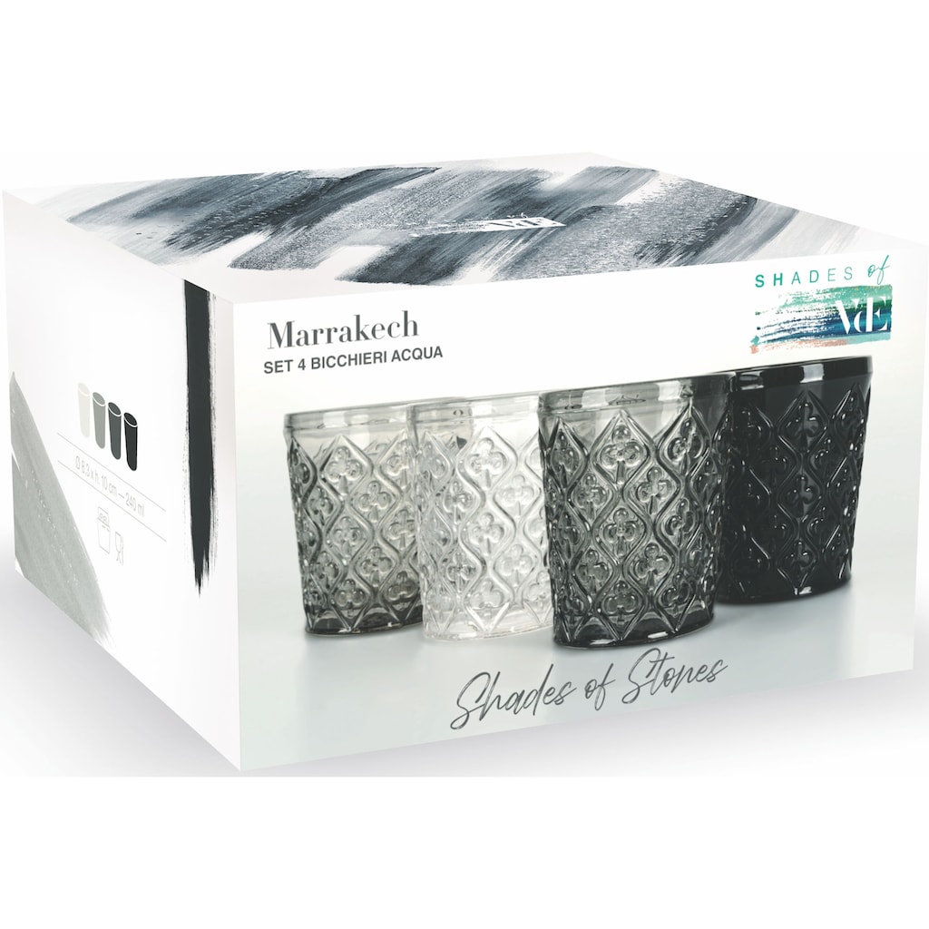 Villa d'Este Gläser-Set »Marrakesch Stones«, (Set, 4 tlg.), Wassergläser-Set, 4-teilig, Inhalt 240 ml