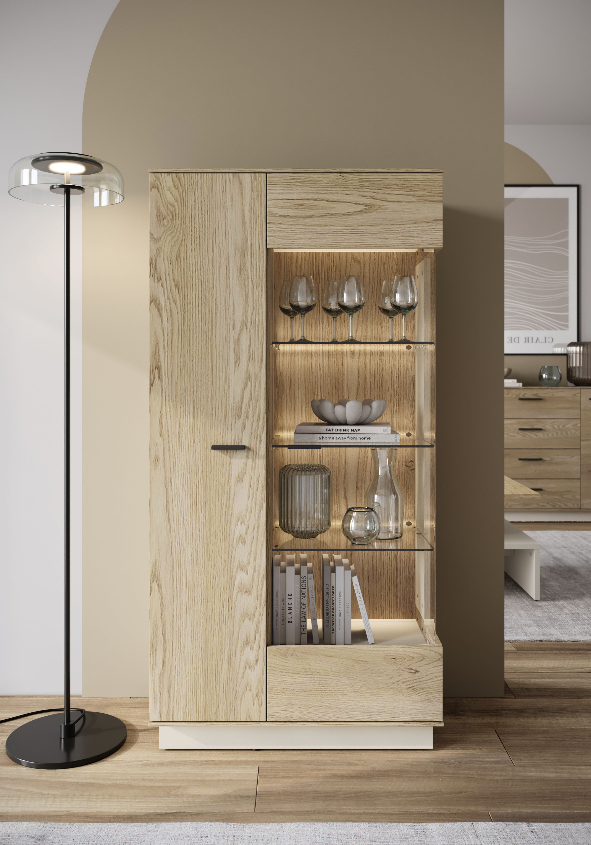 Home affaire Vitrine "LAGOON" moderne Vitrine, Breite ca.75 cm, Eckverglasung