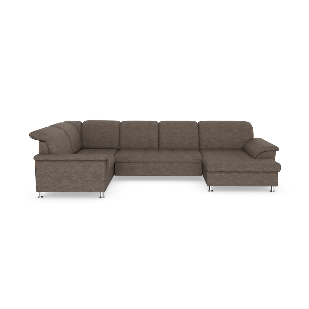 DOMO collection Wohnlandschaft »Franzi wahlweise mit Kopfteilverstellung Bettfunktion, Bettkasten«, im XXL-Format B/T/H: 352/214/80 cm, Schlafsofa, Steppung im Sitz