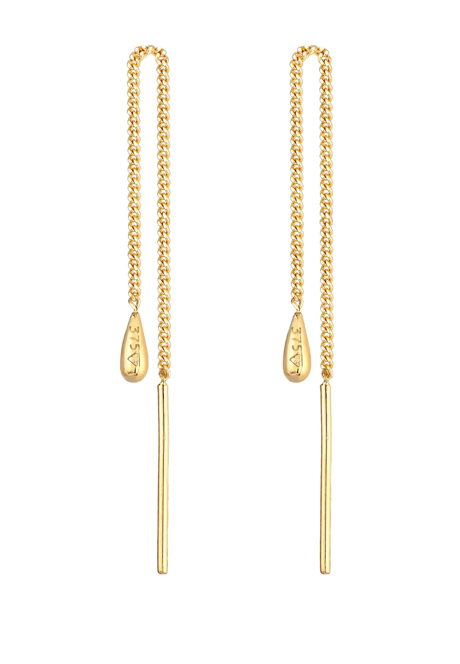 Elli Premium Paar Ohrstecker »Tropfen Basic Durchzieher 375 Gelbgold«
