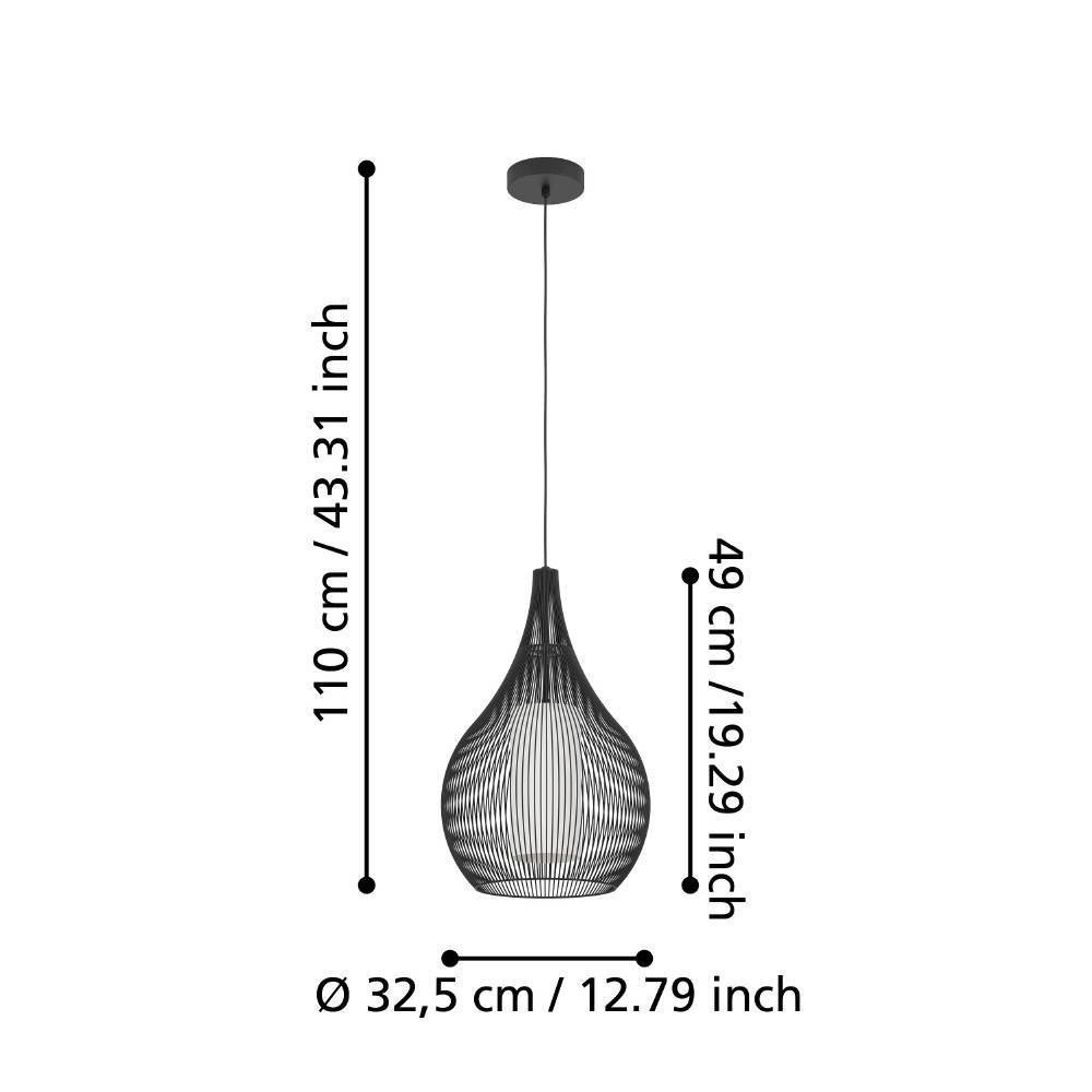 EGLO Hängeleuchte »RAZONI 1«, 1 flammig-flammig, Pendellampe, Metall in Schwarz und Glas in Weiß, Lampe mit E27 Fassung