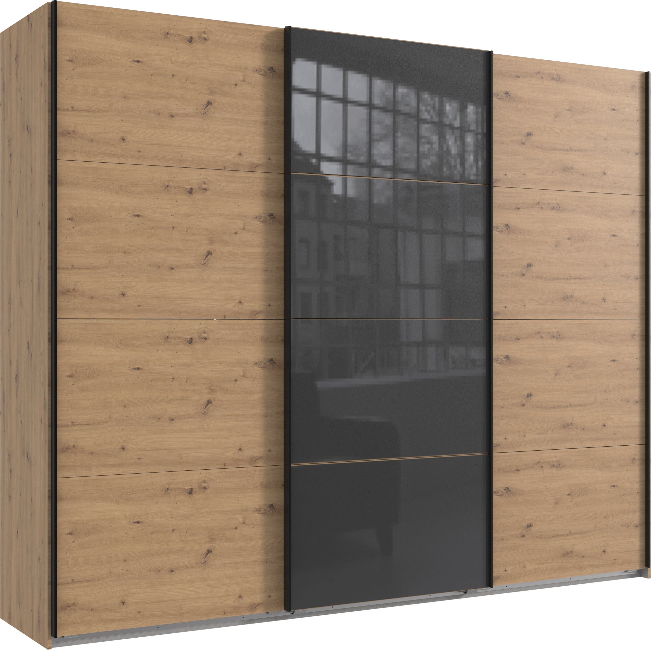 Wimex Schwebetürenschrank "Norderstedt" INKLUSIVE 2 Stoffboxen und 2 zusätzliche Einlegeböden, mit Glastür