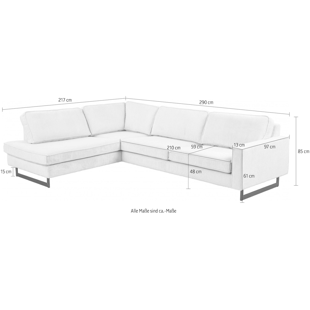 Places of Style Ecksofa »Pinto, 290 cm, Ottomane links / rechts«