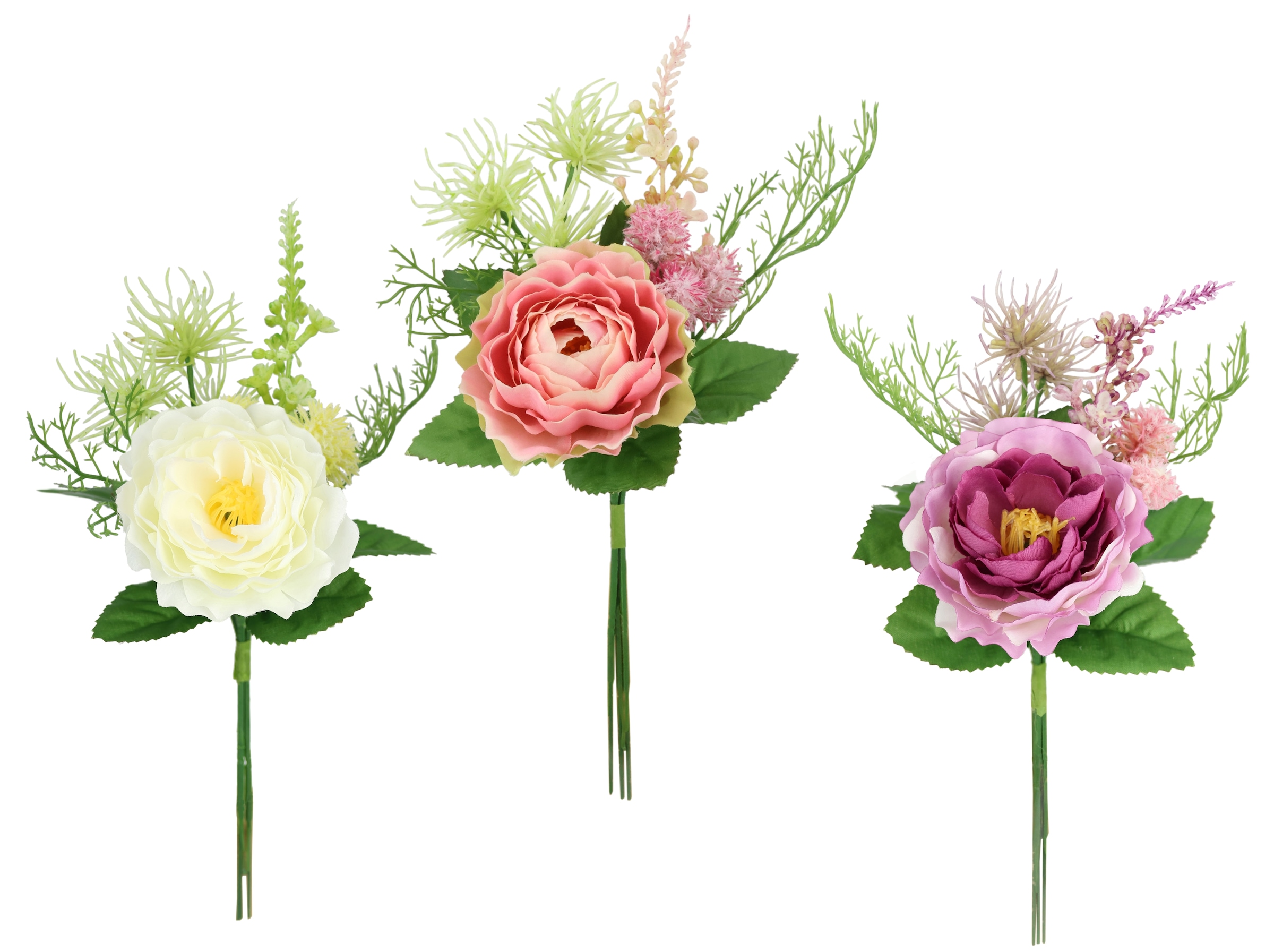 I.GE.A. Kunstblume "Rosenzweig 3er", 24cm Kunstrosen Rosenstrauß künstlich günstig online kaufen