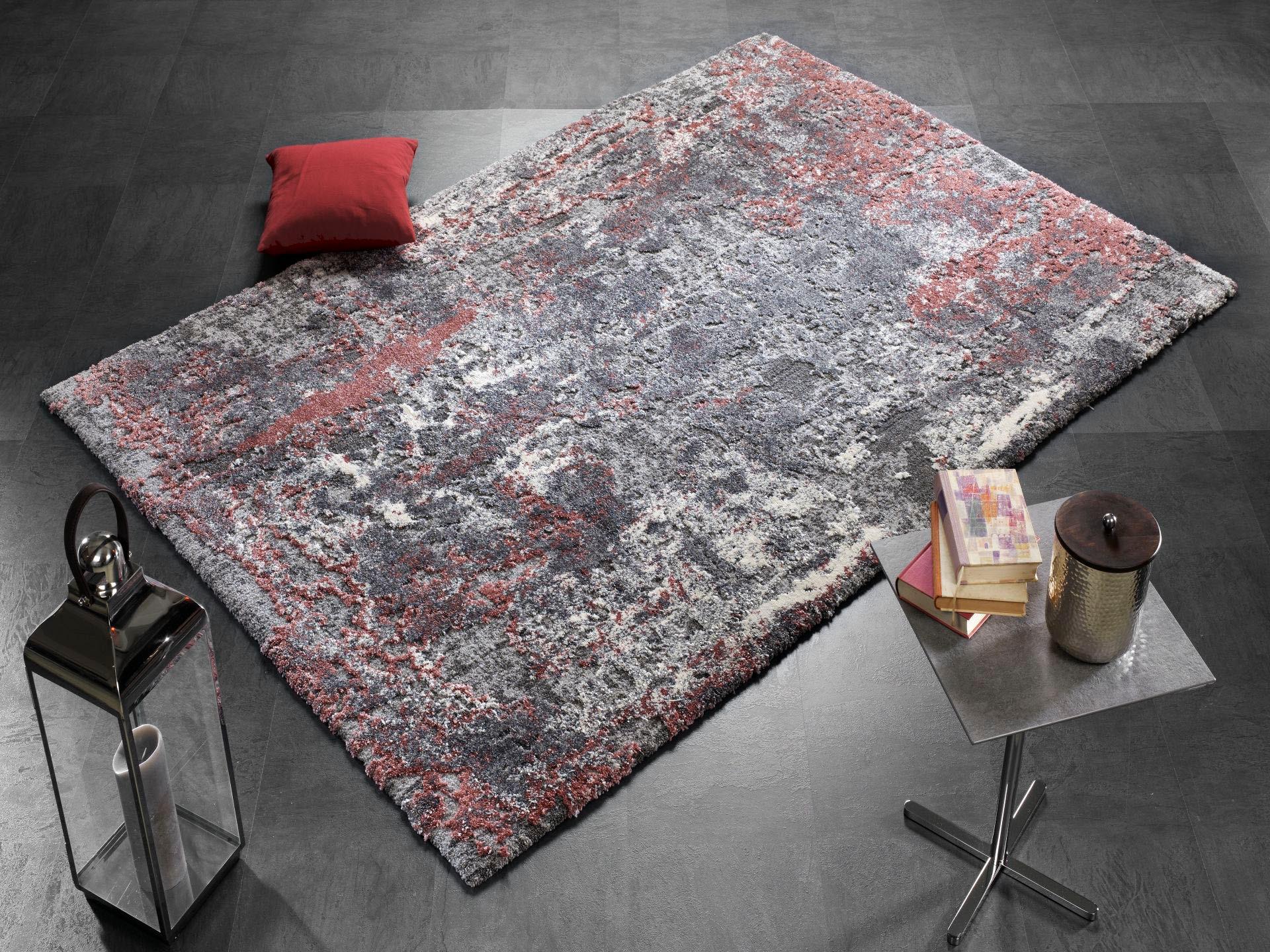 OCI DIE TEPPICHMARKE "JUWEL LIRAY, auch als Läufer und in Rund" quadratisch 20 mm Höhe Kurzflor, Wohnzimmer, Marmor Optik, Hoch Tief Effekt, dichte Qualität