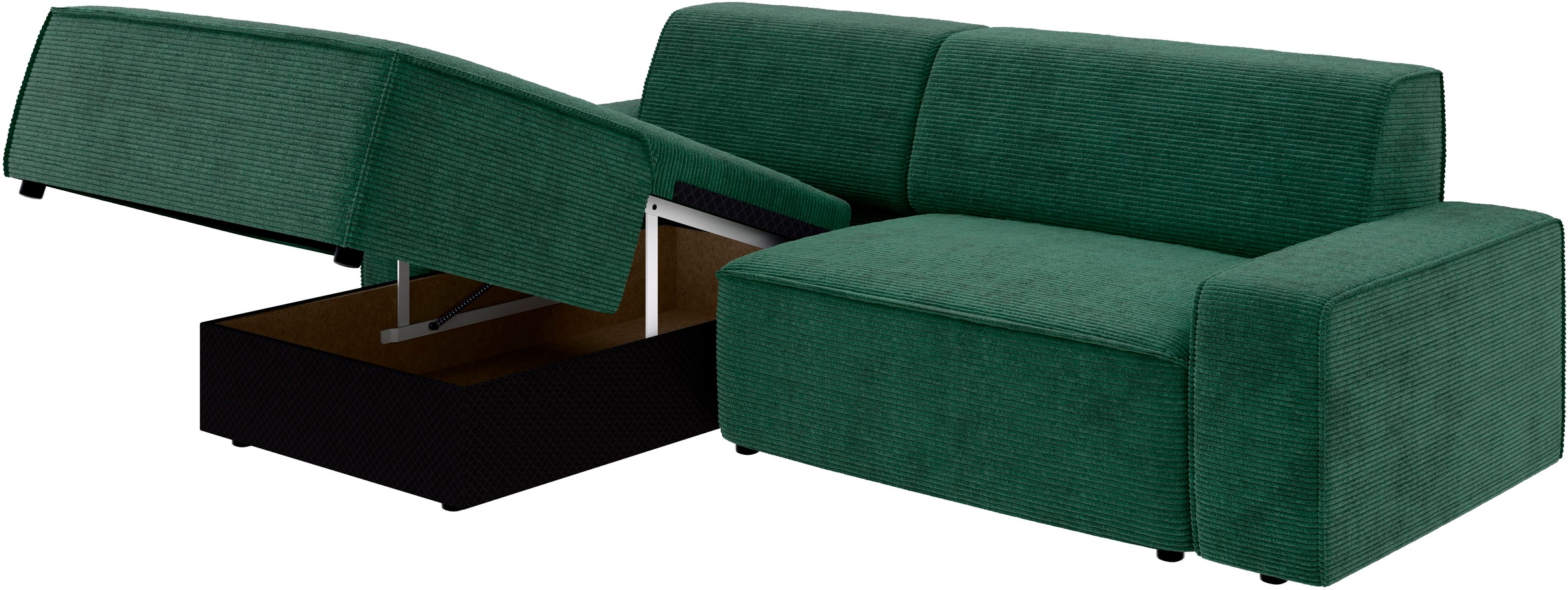 TRENDMANUFAKTUR Ecksofa »Graz, wahlweise mit Sitzvorschub und Bettkasten, L-Form, Breite 246 cm«, in Cord-, haustierfreundlichem LEO Struktur- oder LUMOS-3D-Bezug