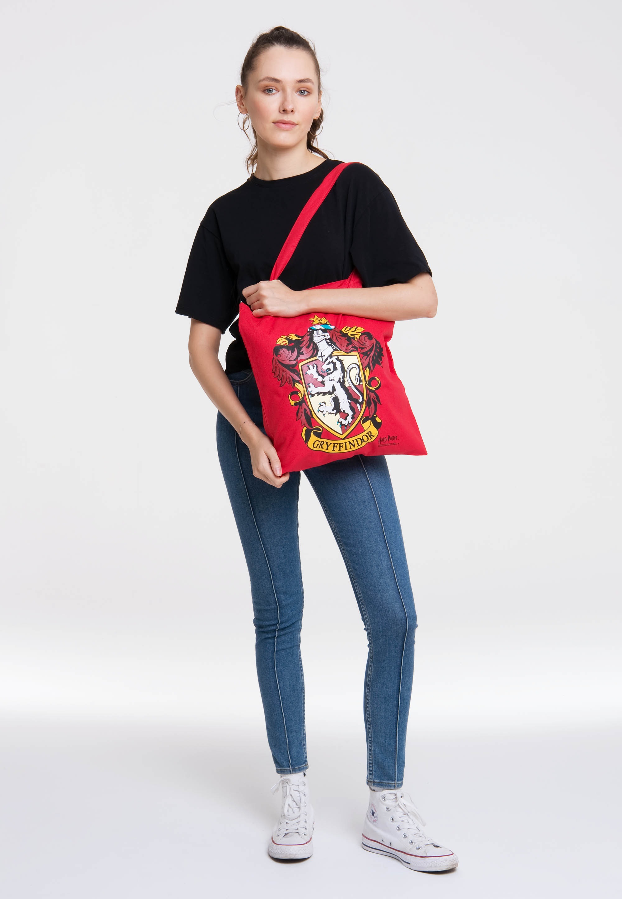 LOGOSHIRT Henkeltasche »Baumwolltasche Gryffindor«, mit langen Tragegriffen