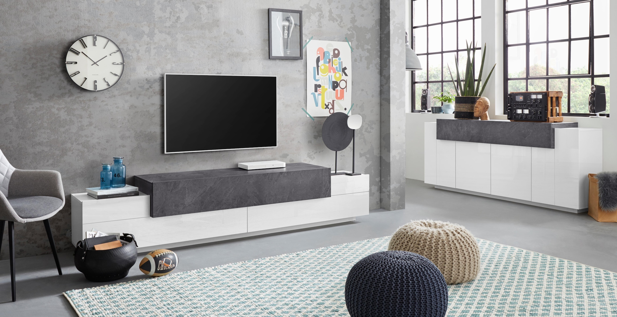 INOSIGN Sideboard »Coro, Kommode, Schrank, Kredenz, grifflos mit Einlegeböden«, 1 klappe,4 Türen, Doppeltiefe, B/T/H 200x45x85,6cm
