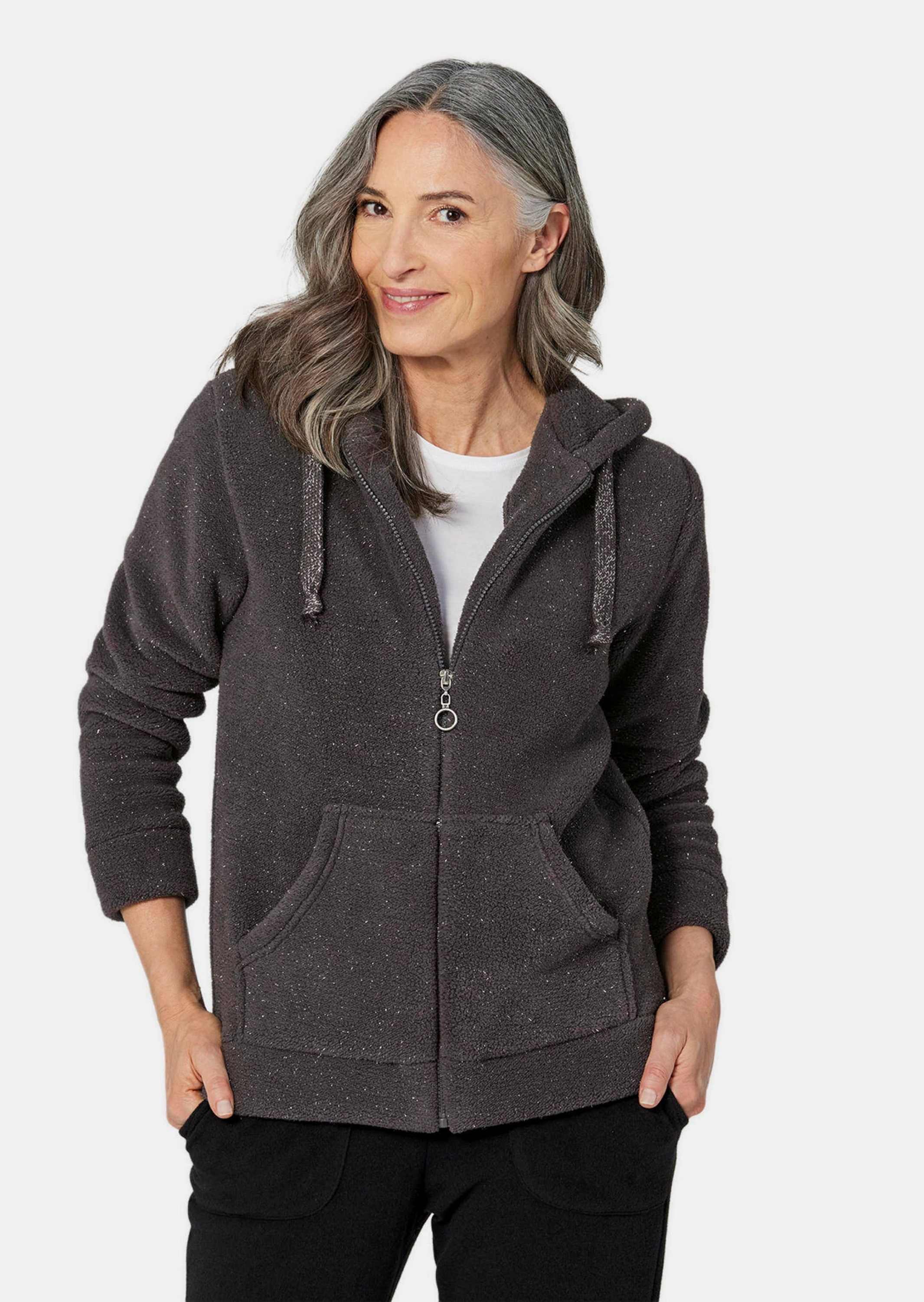 Thumbnail - GOLDNER Strickjacke "Kurzgröße Flausch-Freizeitjacke in Blousonform" keine/nicht Relevant