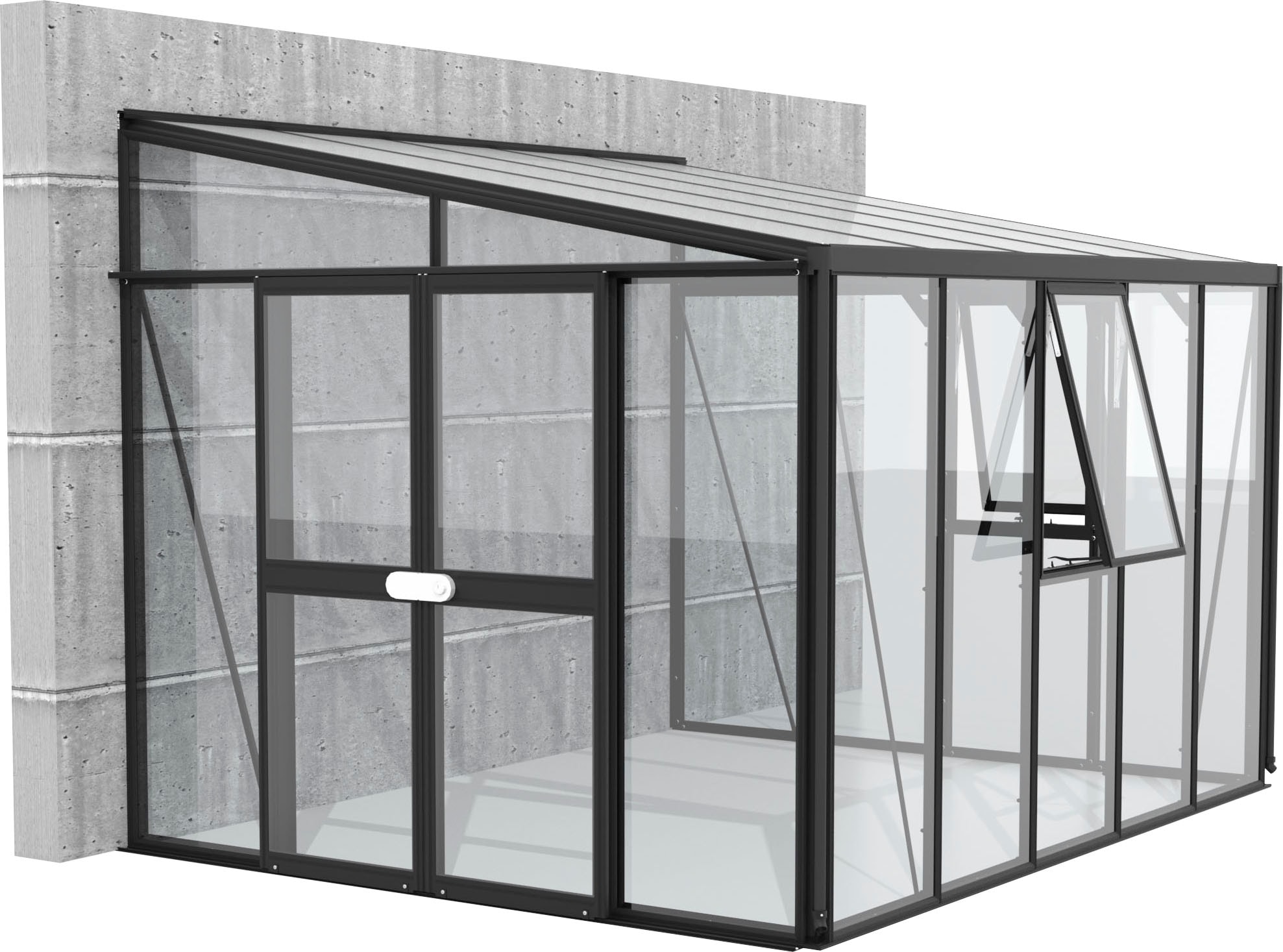 Vitavia Anlehngewächshaus "H elena 8600", Alu-Profile, 3 mm Sicherheitsglas, Dach 10 mm Hohlkammerplatten