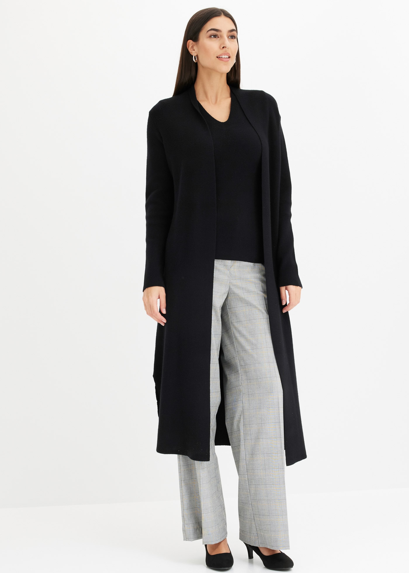 bonprix Longstrickjacke 1 Oversize-Passform, eleganter Stil, ohne Verschluss