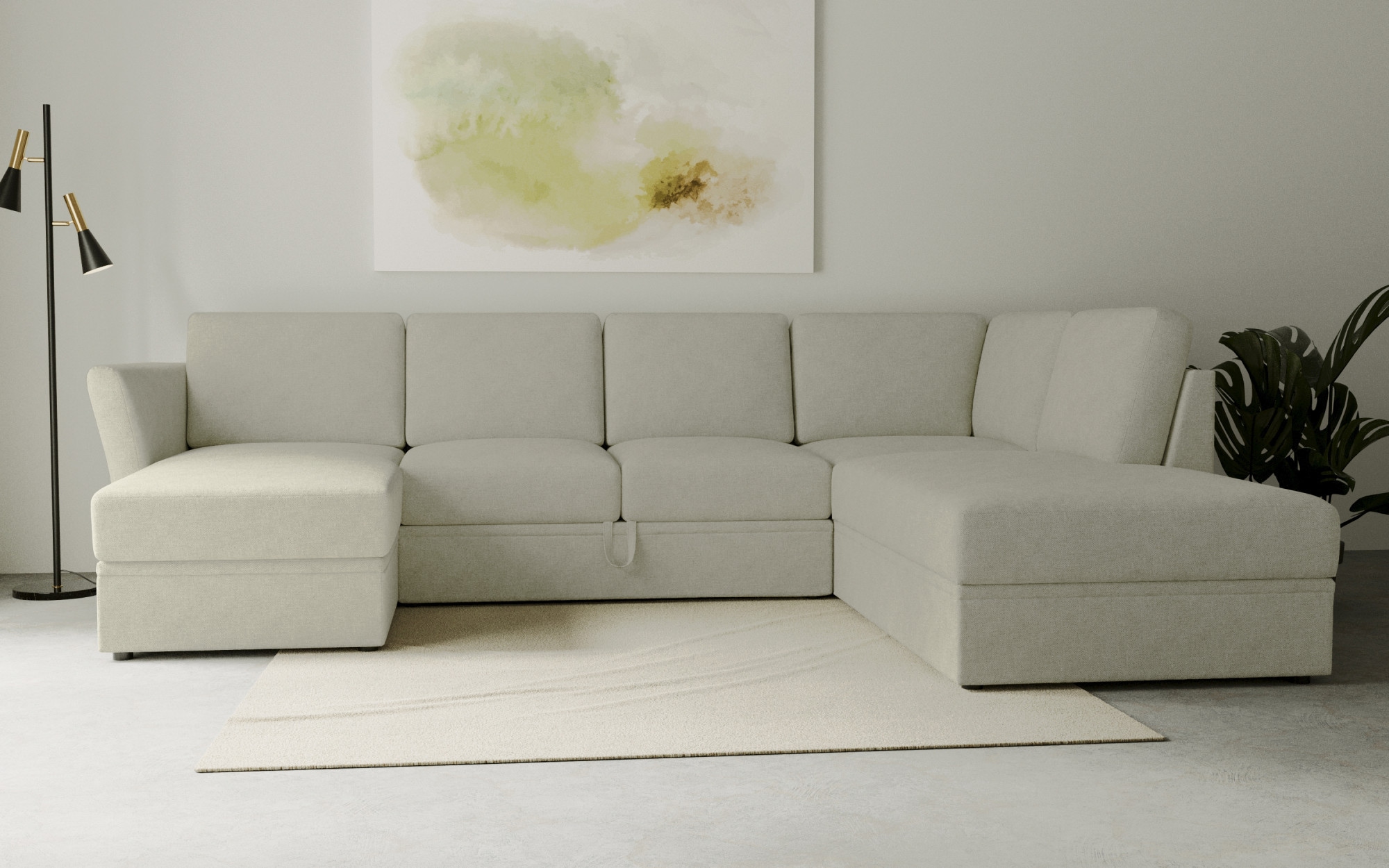OTTO home Wohnlandschaft "Lavars Schlafsofa" mit Bettfunktion und Stauraum, in zwei verschiedenen Bezugsqualitäten