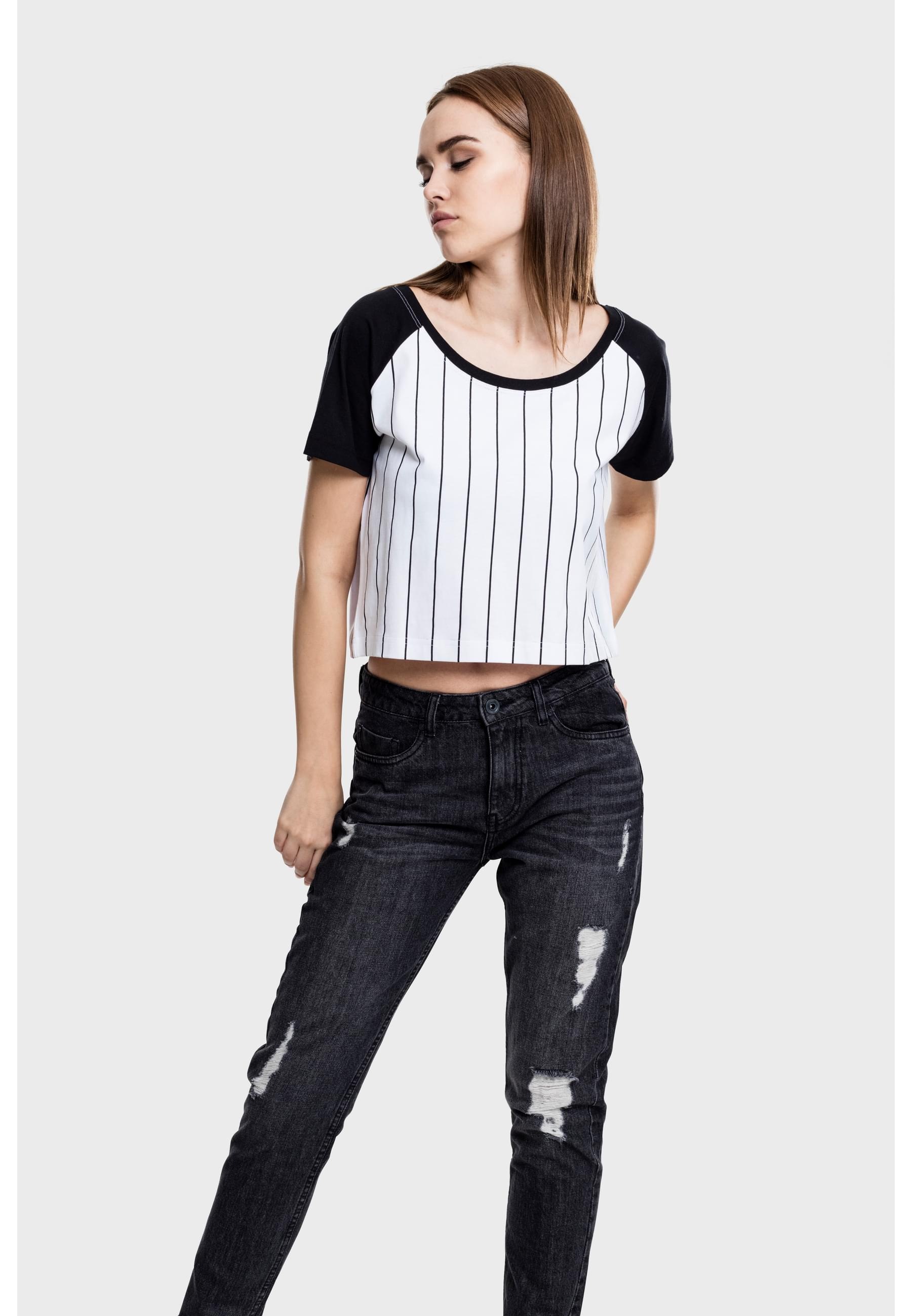 URBAN CLASSICS T-Shirt »Urban Classics Damen Ladies Cropped Baseball Tee« 1 Stk.