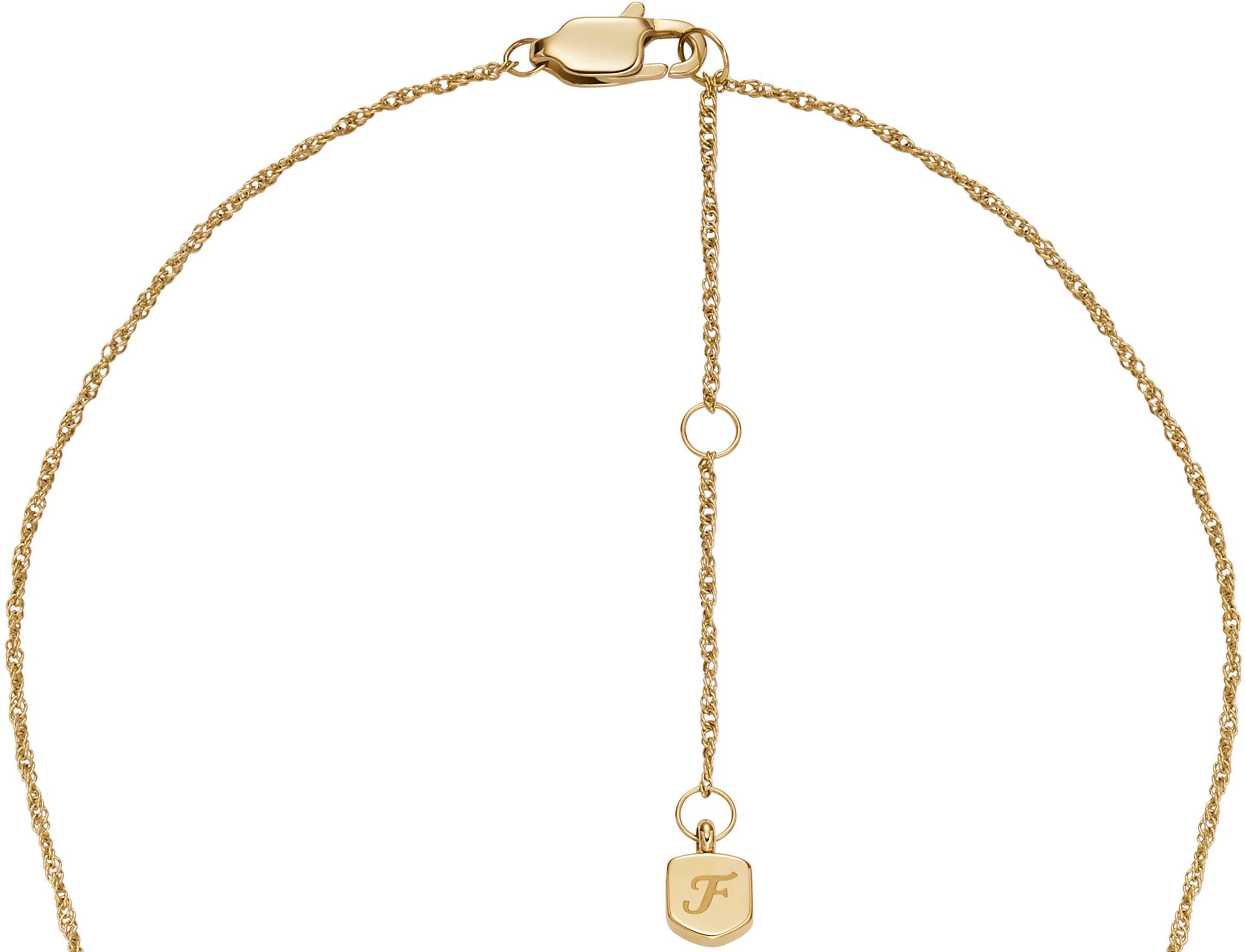 Kette mit Anhänger FOSSIL "Schmuck Geschenk Edelstahl Halskette Sutton Schmetterling", bunt (gelbgoldfarben, schwarz, kristallweiß, multicolor, perlmuttfarben), Halsketten, Damen, Edelstahl, L: 46 B: 1mm, mit Glasstein - mit Abalone-Perlmutt, B:1mm 4