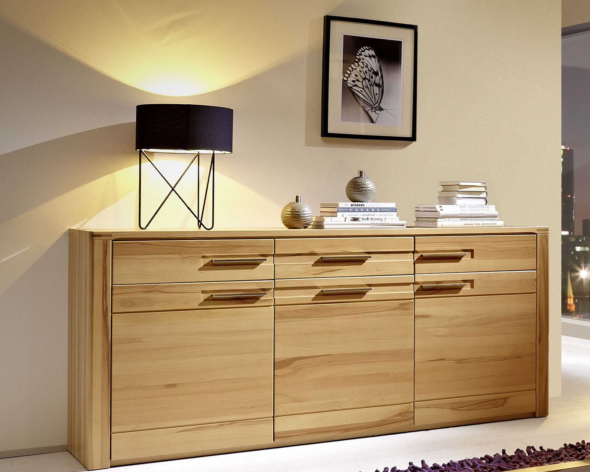 Innostyle Sideboard Nature Plus, Breite 188 cm, 3 Holztüren, 3 Schubkästen