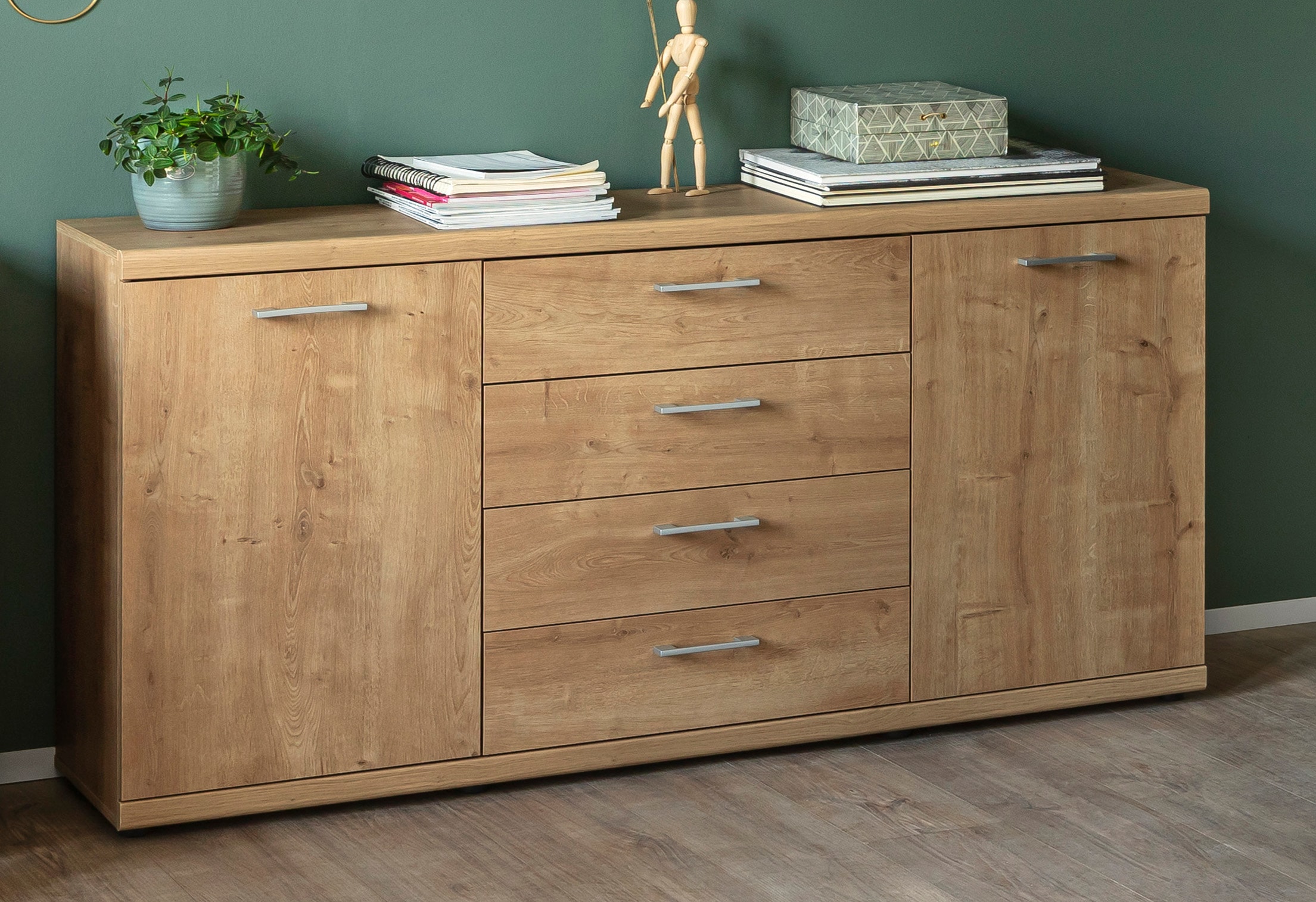 VOGL Möbelfabrik Sideboard "Sunny" mit 2 Türen und mittig 4 Schubkästen günstig online kaufen
