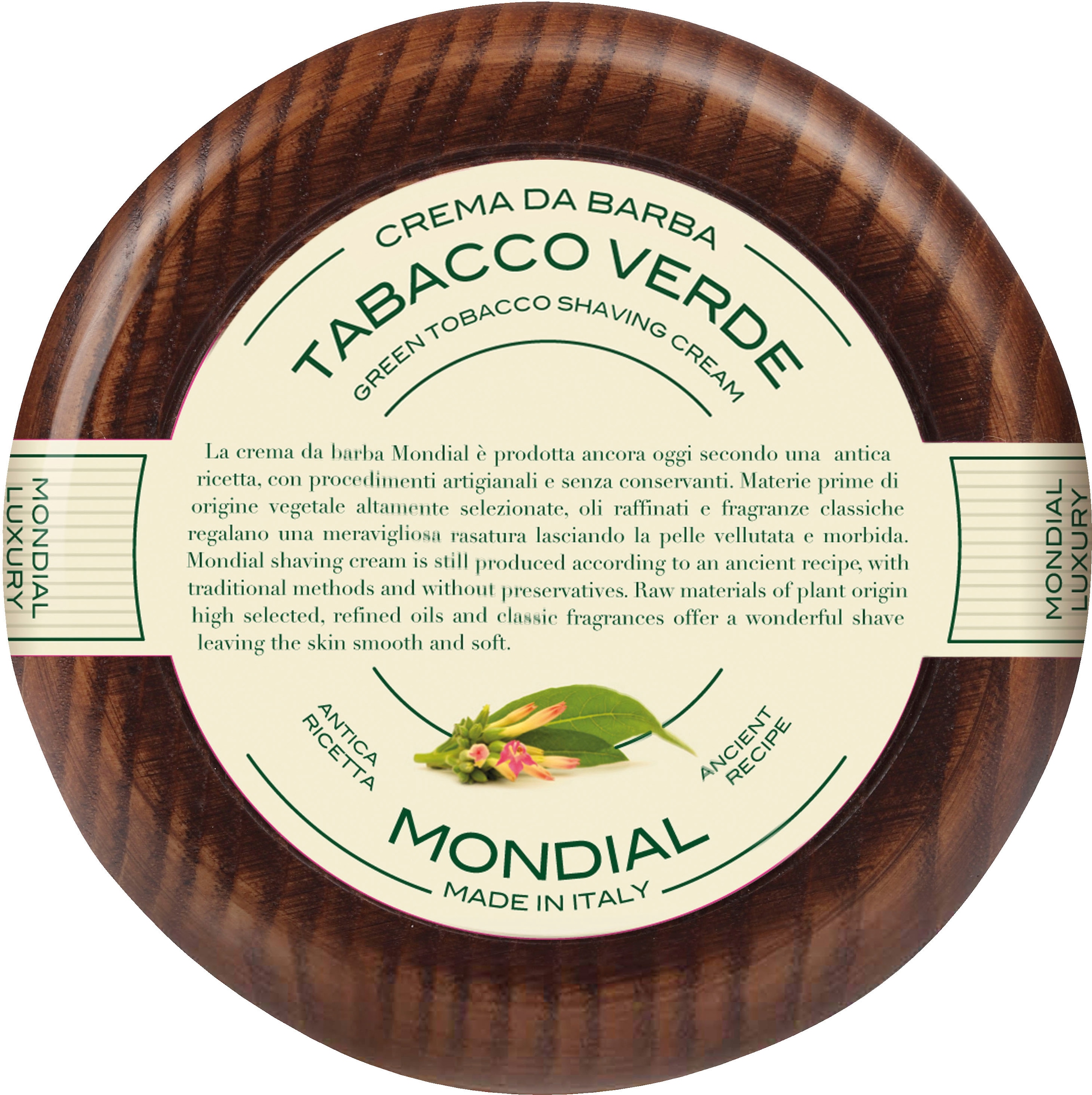 BAUR Verde« Antica Mondial Bowl Tabacco Barberia Shaving Cream Wooden | »Luxury Rasiercreme