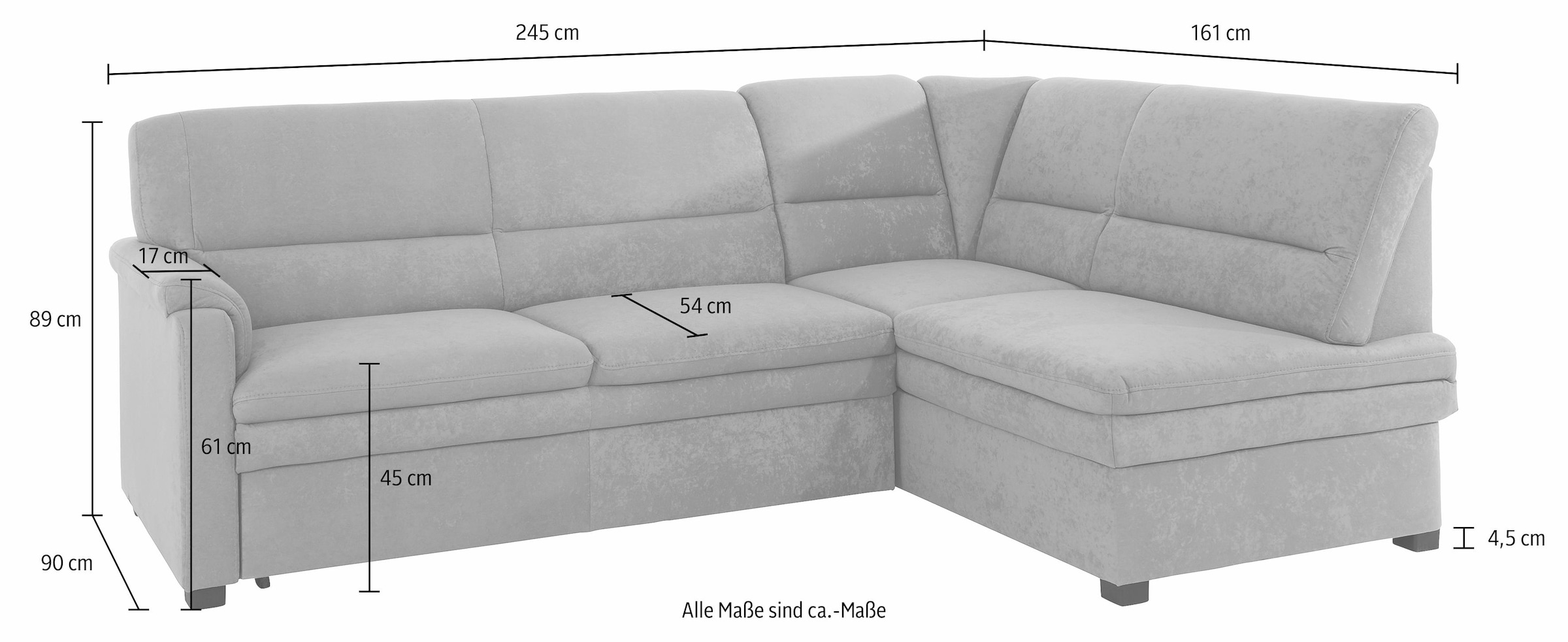 sit&more Ecksofa »Pisa L-Form«, mit Federkern, wahlweise mit Bettfunktion