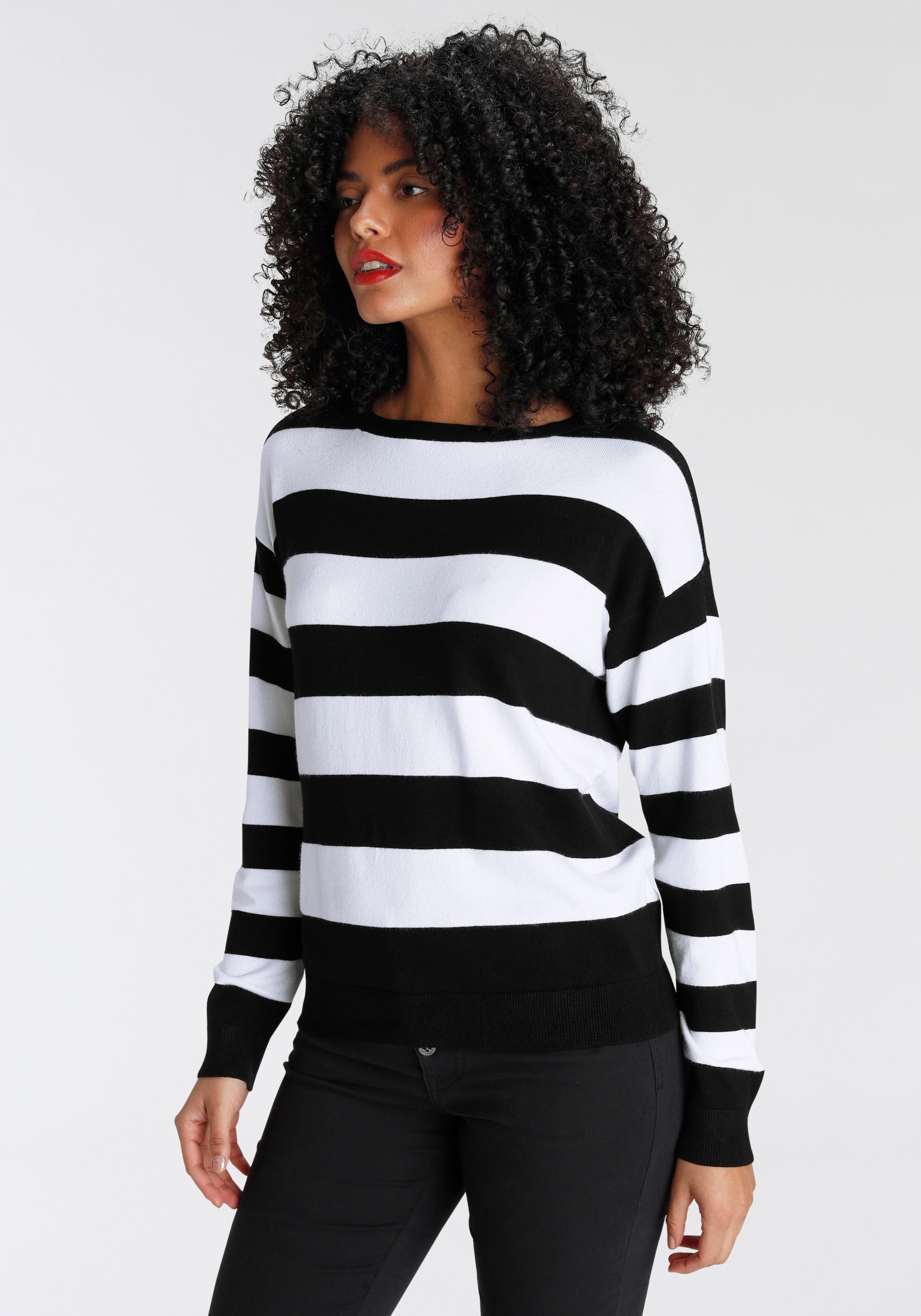 AJC Strickpullover mit Blockstreifen und Rundhalsausschnitt günstig online kaufen