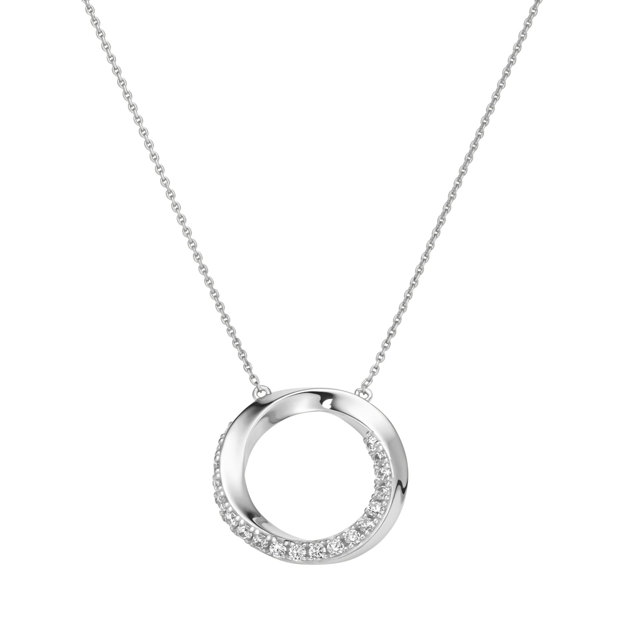 GIORGIO MARTELLO MILANO Collier »Mittelteil rund, gedreht, mit weißen Zirkonia, Silber 925«