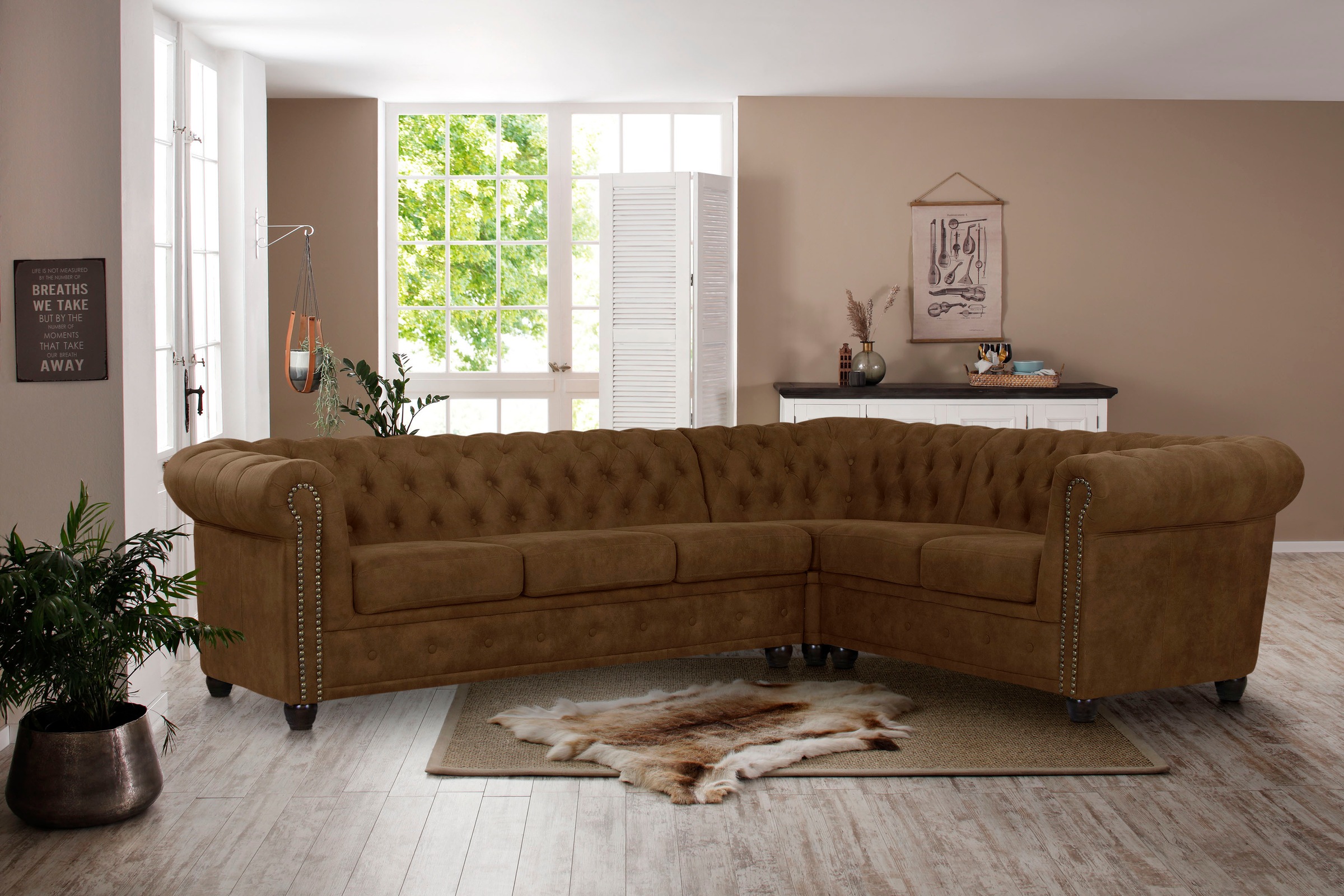 Home affaire Chesterfield-Sofa "Rysum L-Form", Chesterfield-Optik, langer S günstig online kaufen