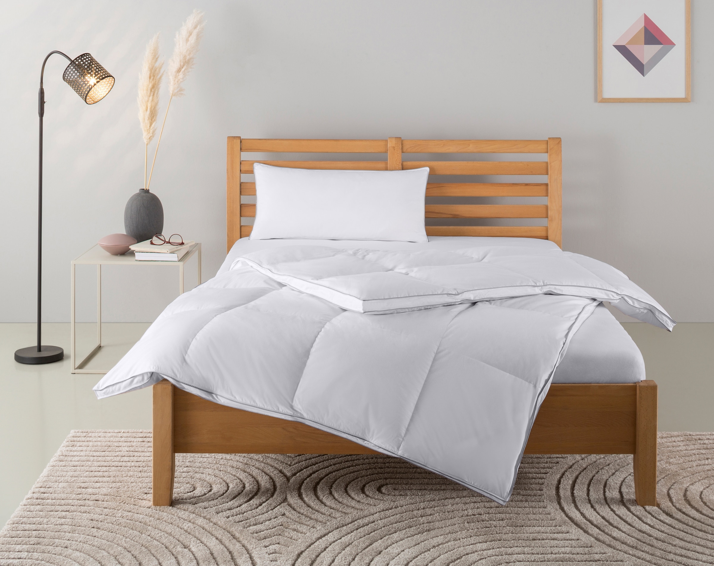 OTTO home Daunenbettdecke + Kopfkissen "Moulle, Bettdecke in 135x200 cm, 155x220 cm, 2-tlg." Set mit Kissen 40x80 cm, 80x80 cm, Sommer, Winter, Made in Germany