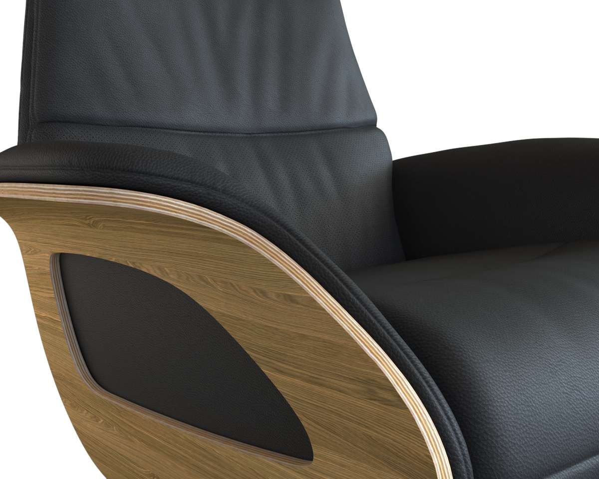 FLEXLUX Relaxsessel »Clement elektrischer Funktionsessel«, Größe M, Rücken & Fußteil elektrisch, Akku, Arml. Eiche, Fuß schwarz