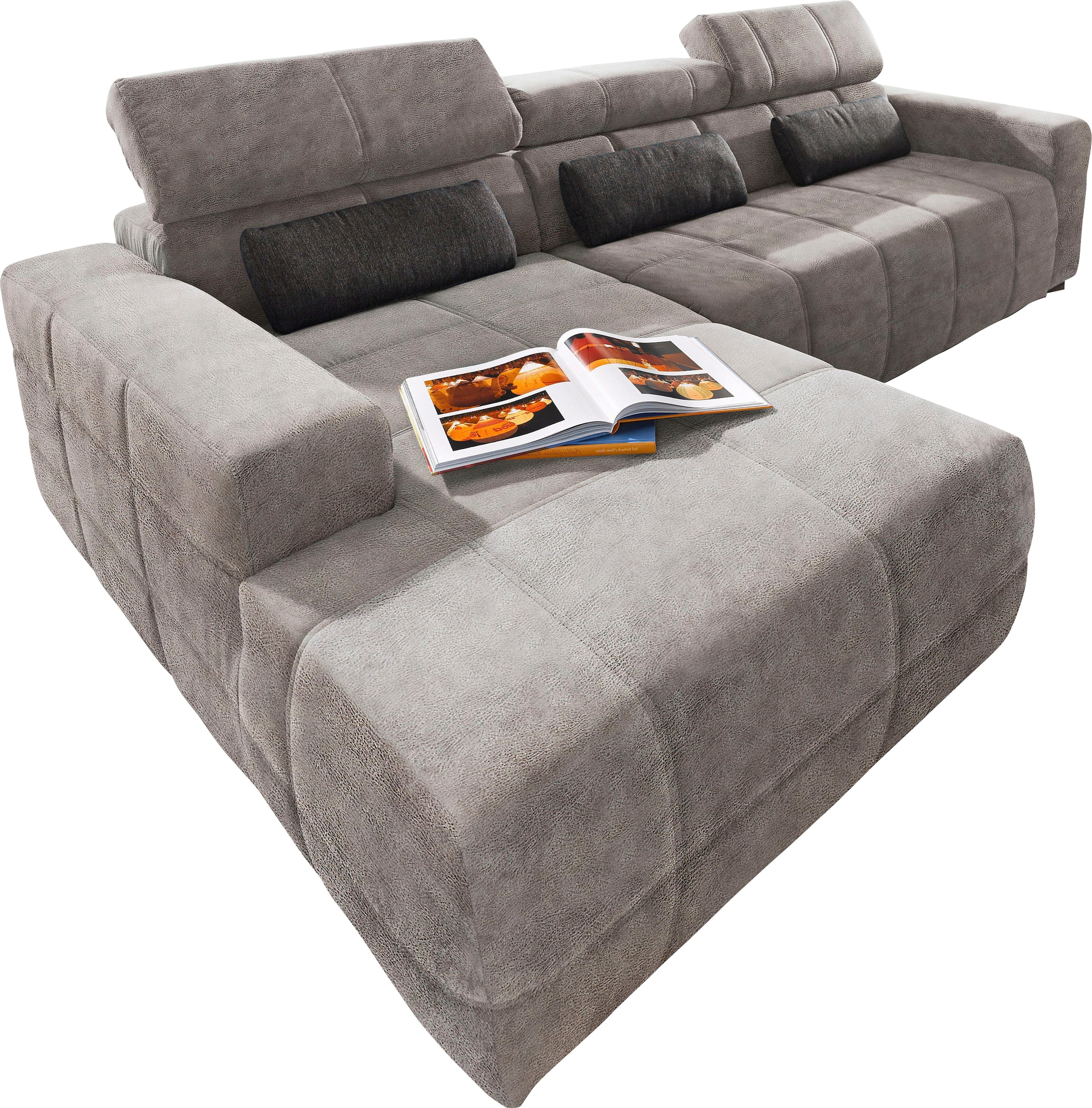 DOMO collection Ecksofa »Brandon große Ausführung B/T/H: 289/177/80 cm, auch in Leder und Cord«, mit Kopfteilverstellung, wahlweise Sitztiefenverstellung, L-Form