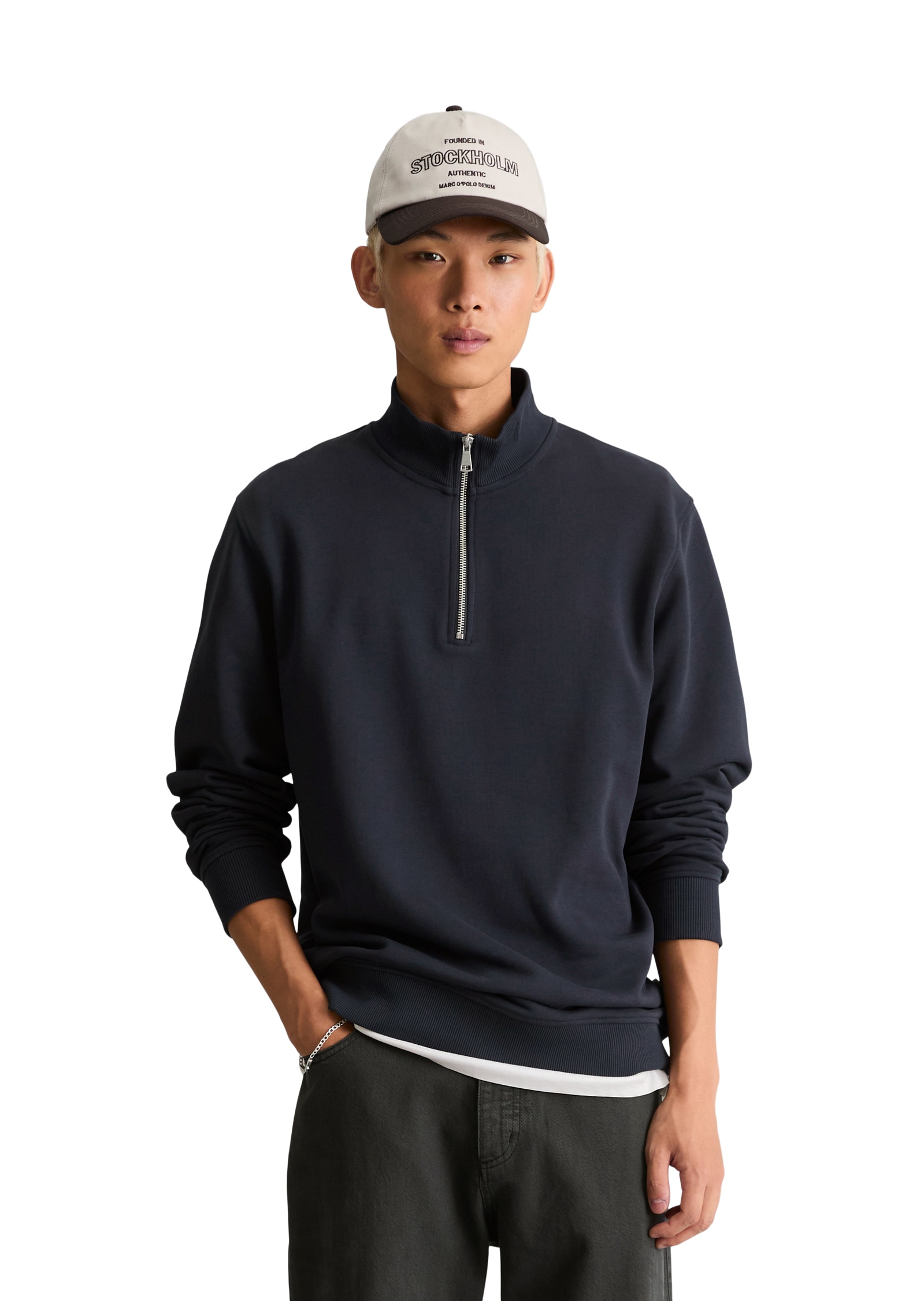 Marc OPolo DENIM Sweatshirt, Troyer aus reiner Bio-Baumwolle