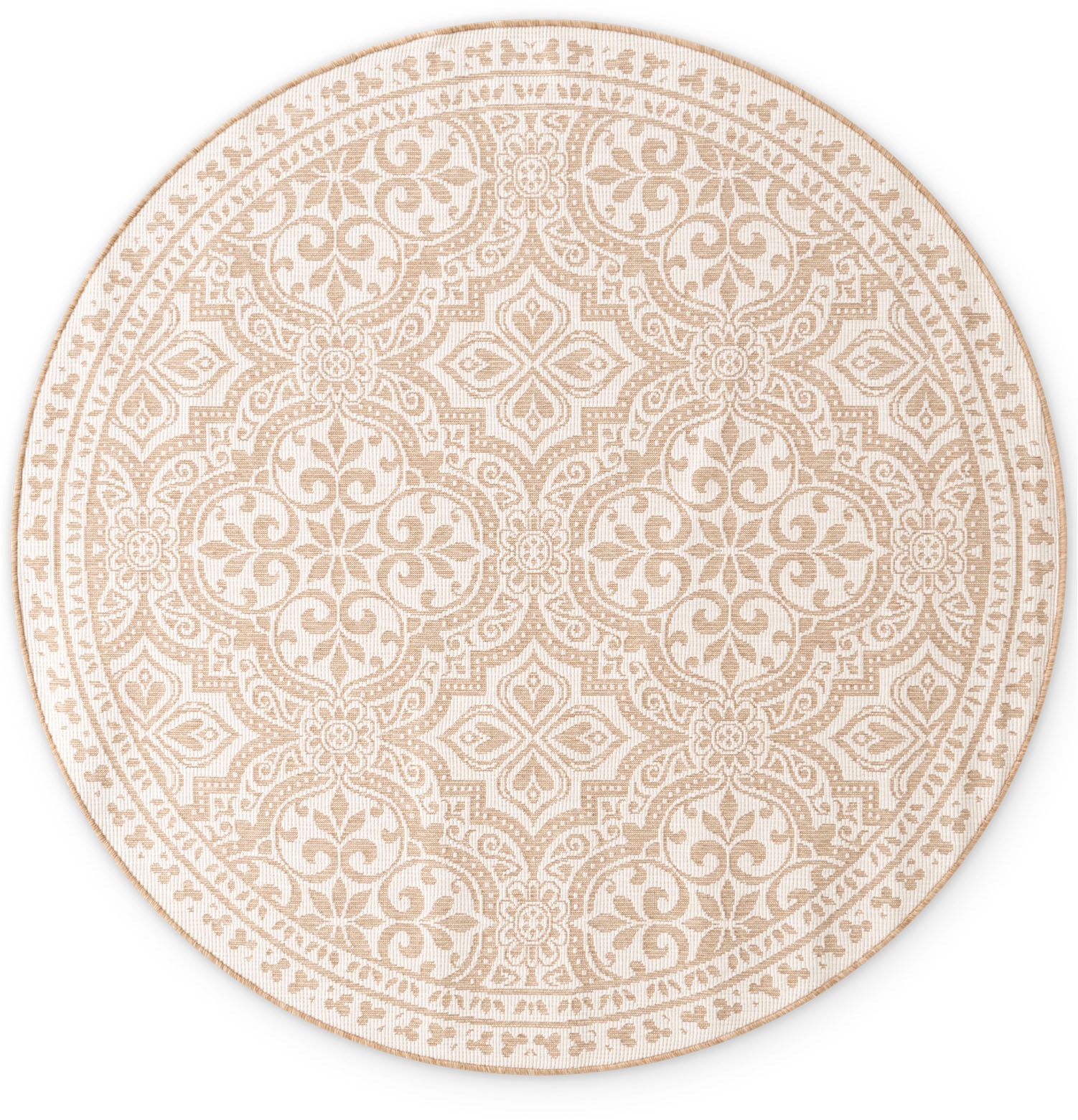 NORTHRUGS Outdoorteppich »Rosel Wendetppich«, rund, 5 mm Höhe, In und Outdoor, Flachgewebe, wetterfest, pflegeleicht, robust