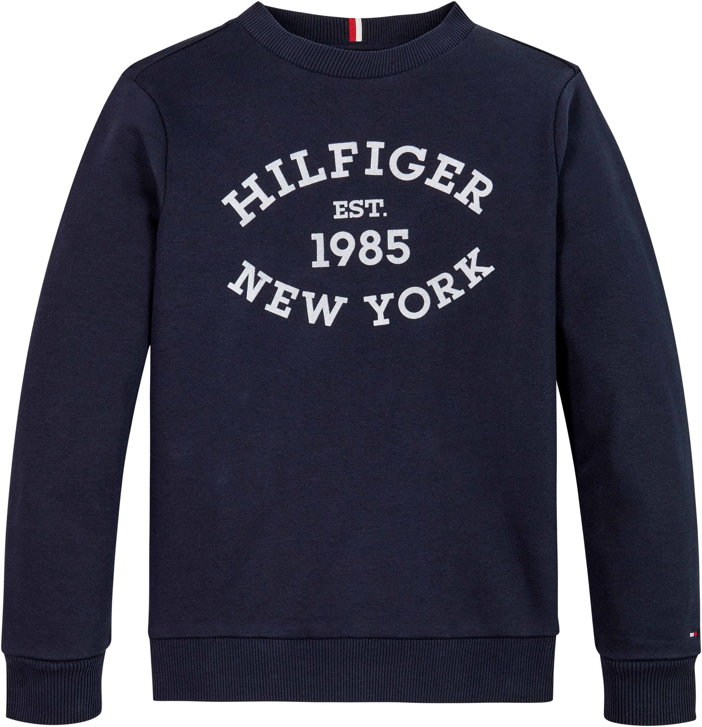 Tommy Hilfiger Sweatshirt »MONOTYPE FLOCK REG SWEATSHIRT«, mit Frontprint; Rundhals, Langarm