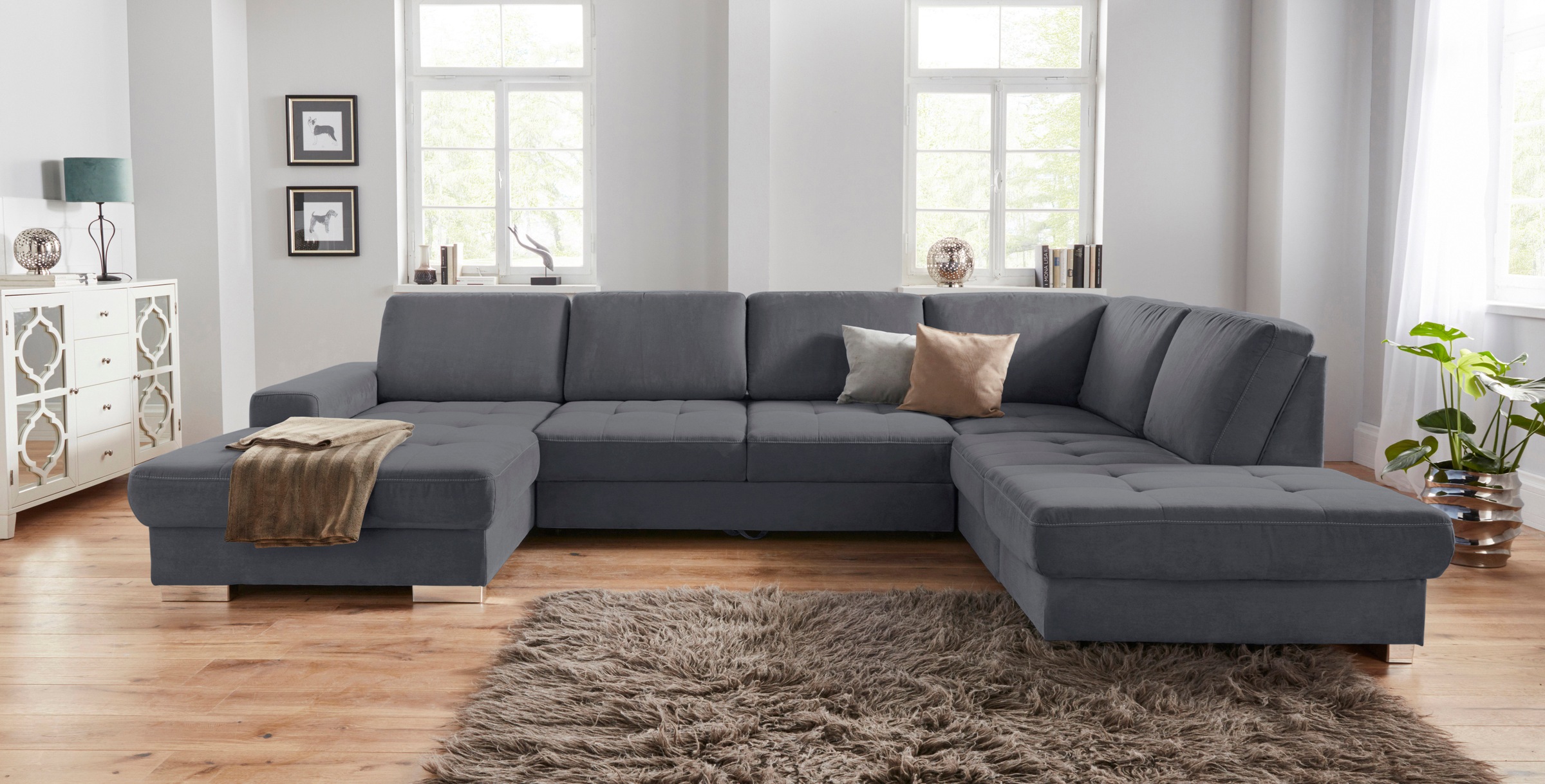 sit&more Wohnlandschaft "Santorini U-Form" mit Federkern und Sitztiefenverstellung, wahlweise mit Schlaffunktion