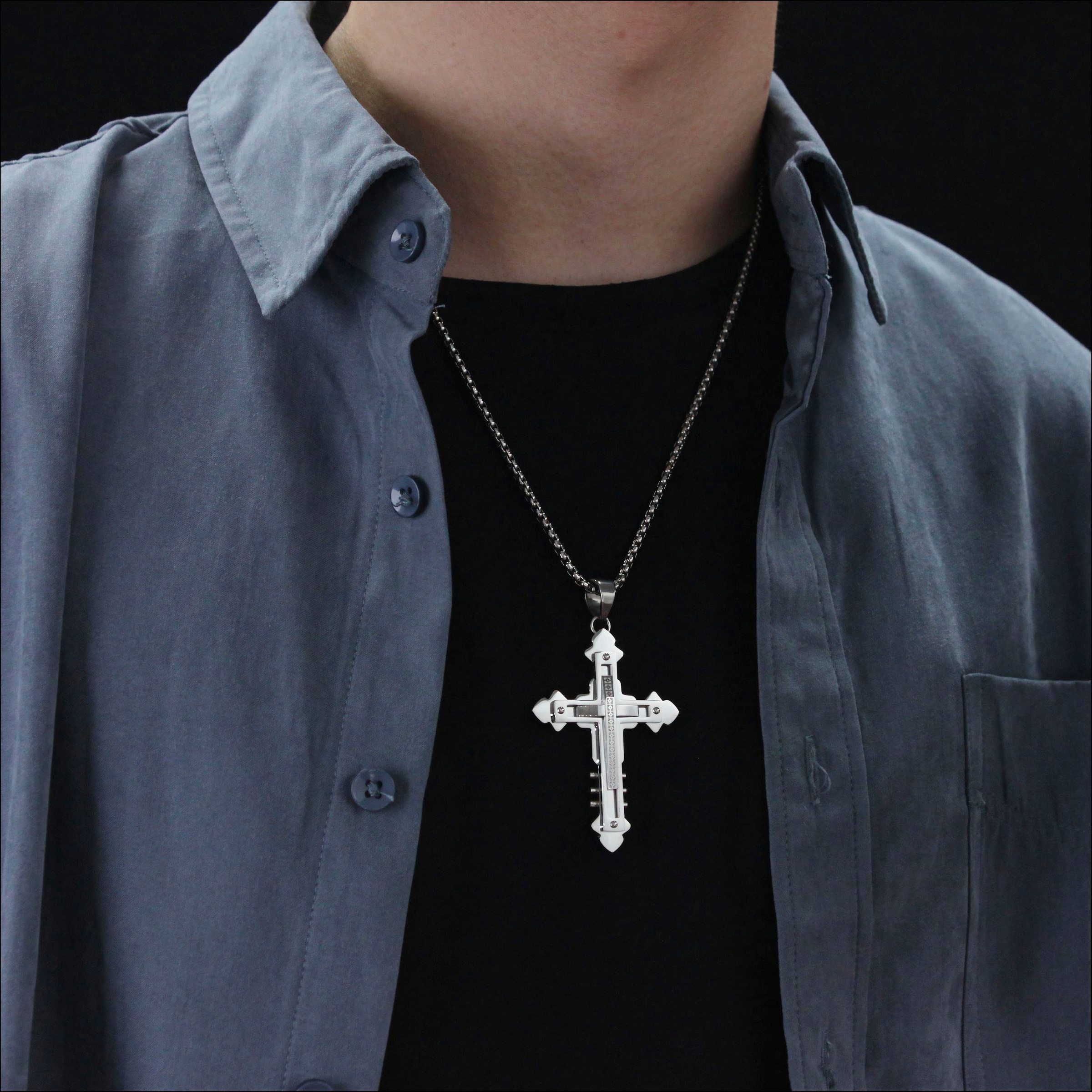 Firetti Kette mit Anhänger »Schmuck Geschenk Edelstahl Halsschmuck Halskette Venezianerkette Kreuz«