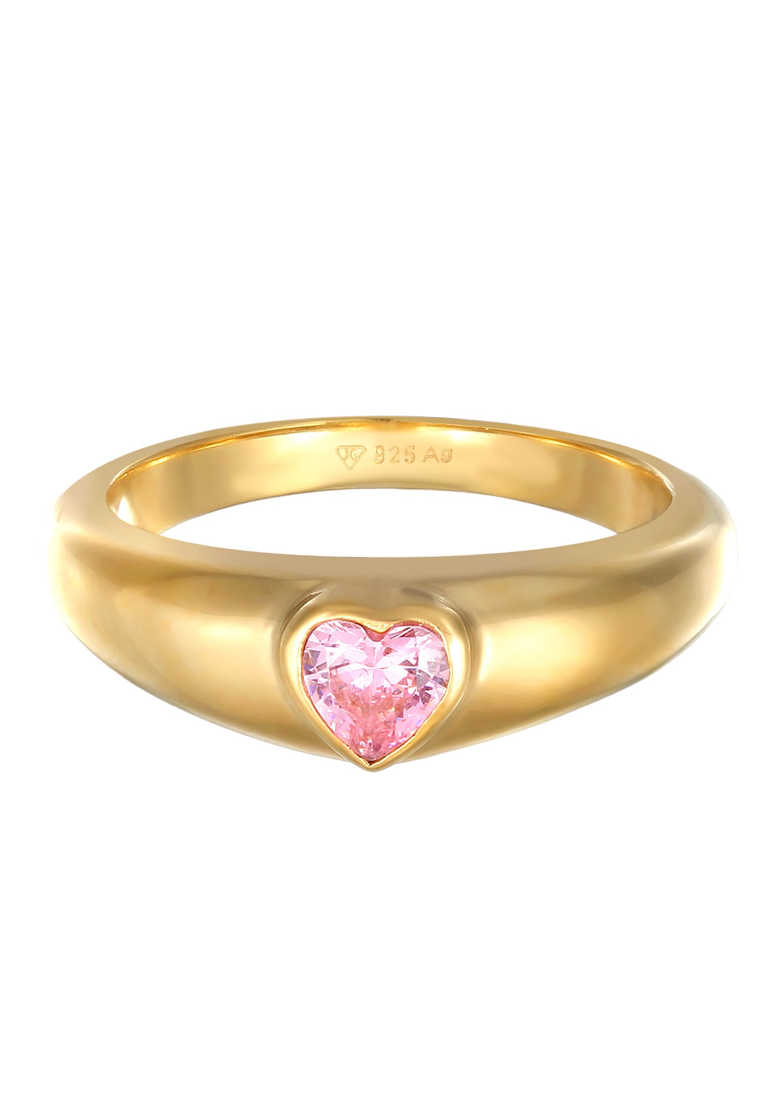 Elli Siegelring »Ring Zirkonia Herz Bandring Liebe 925 Silber vergoldet«