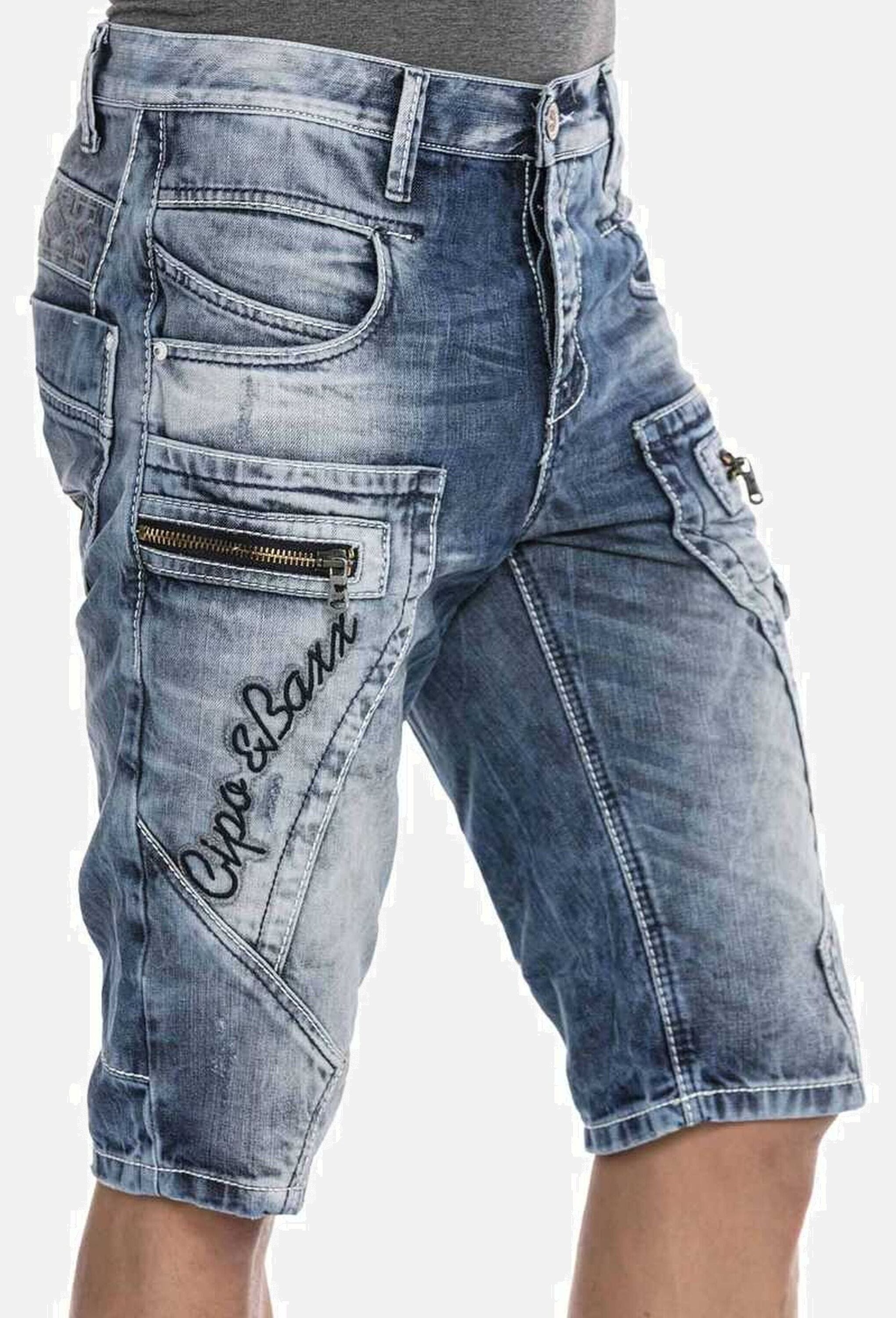 Cipo & Baxx Jeansbermudas »Cipo & Baxx Bermuda & Short« mit Applikationen und Ziernähten, CK101