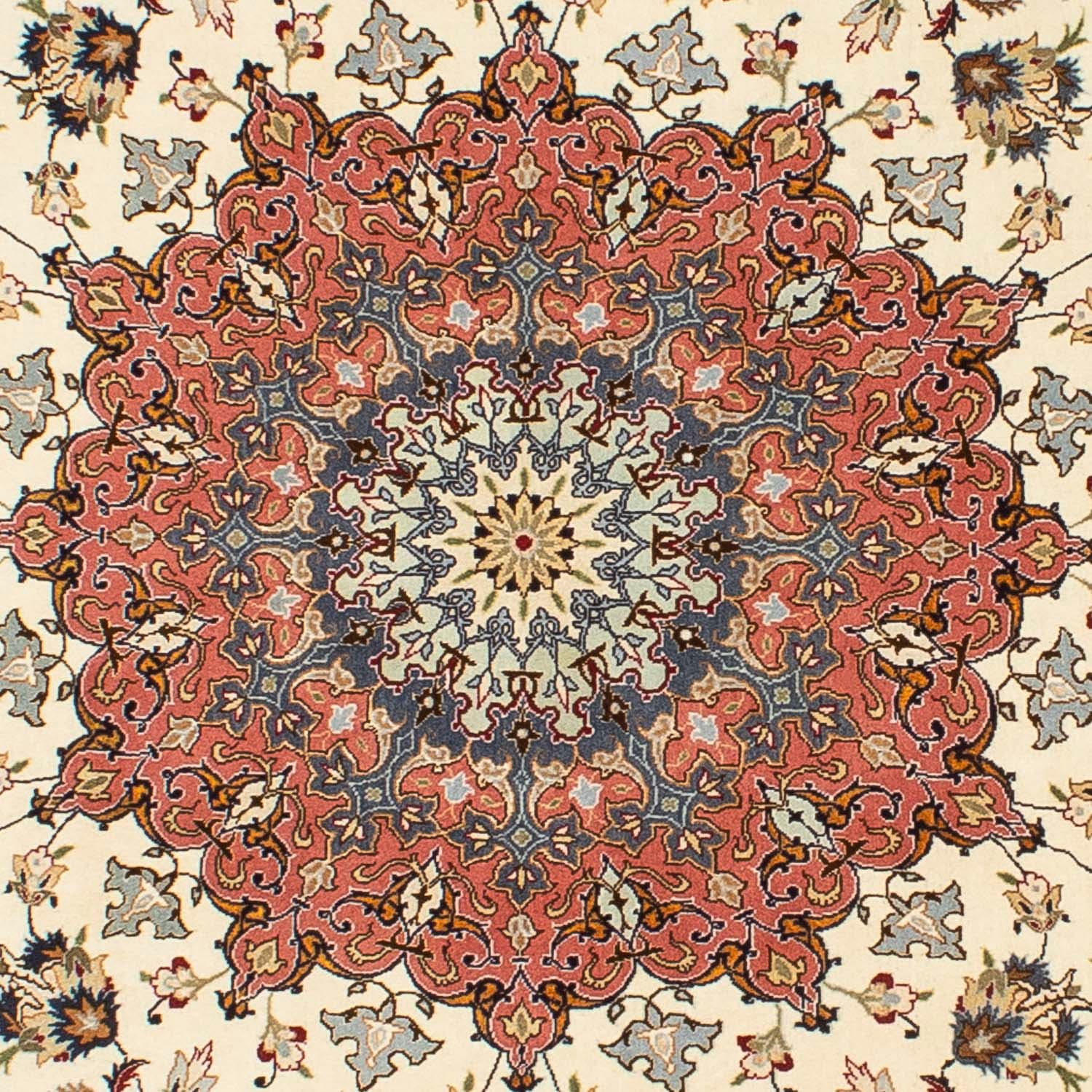 morgenland Orientteppich »Perser - Täbriz - Royal rund - 242 x 242 cm - beige«, rund, Wohnzimmer, Handgeknüpft, Einzelstück mit Zertifikat