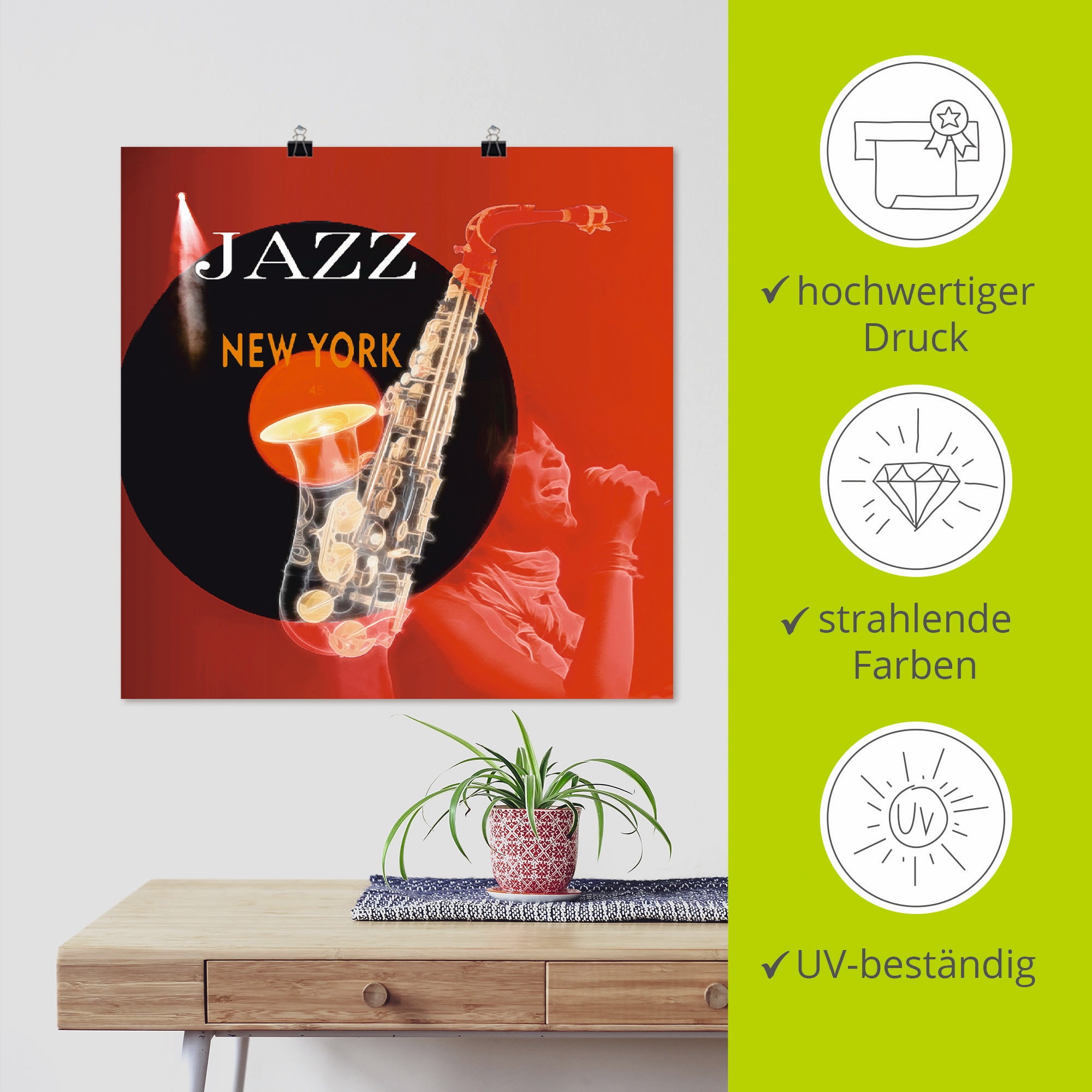 Artland Wandbild »Musik abstrakte Collage«, Instrumente, (1 St.), als Leinwandbild, Poster in verschied. Größen
