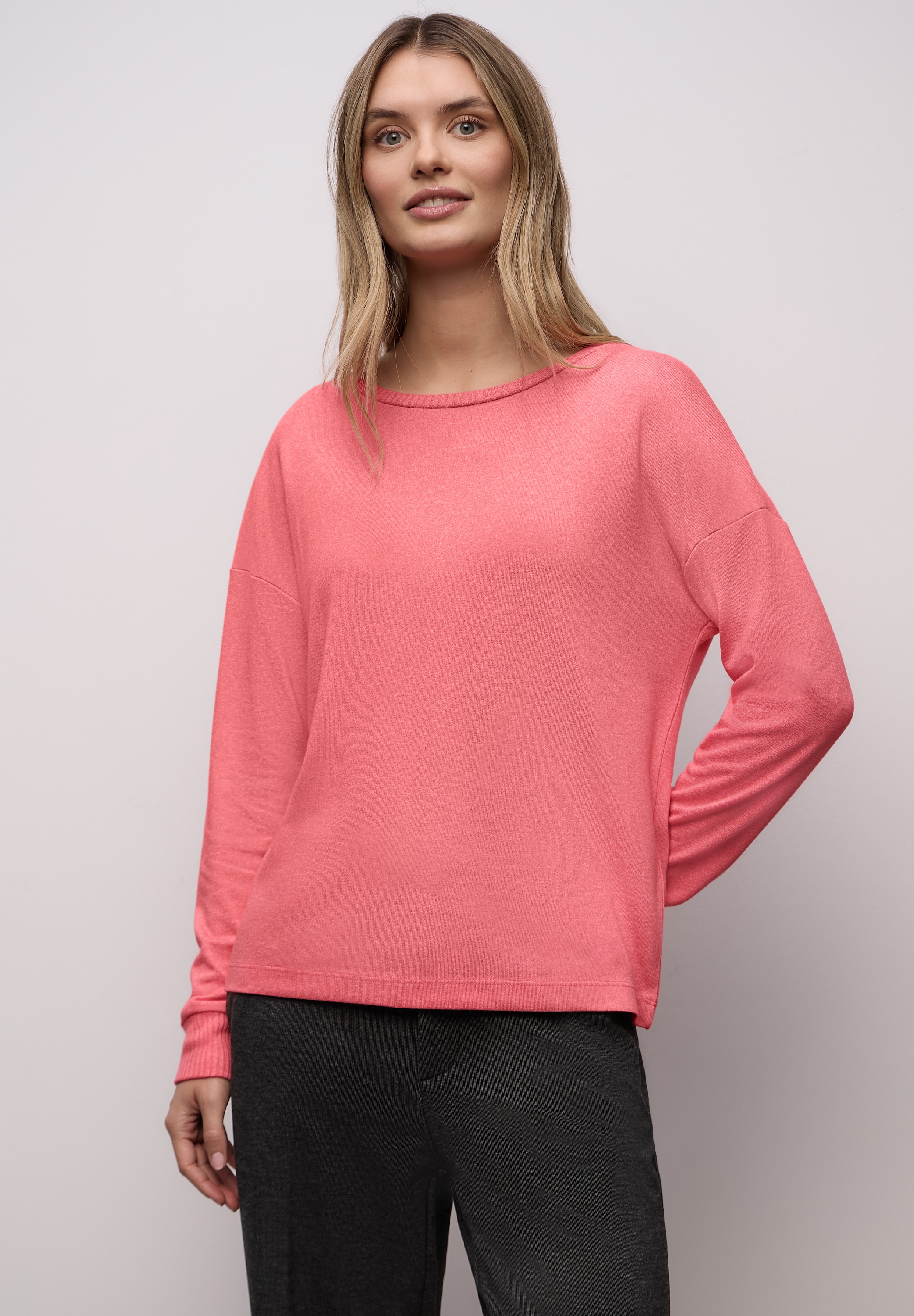 STREET ONE Langarmshirt im Melange Look günstig online kaufen