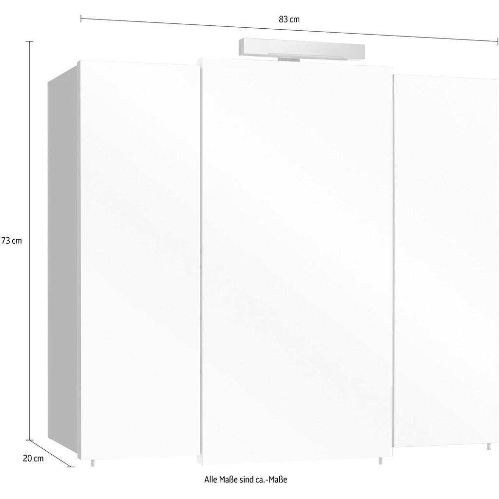 Saphir Spiegelschrank »Quickset 311 Badschrank, 3 Spiegeltüren, 6 Einlegeböden, 83 cm breit«