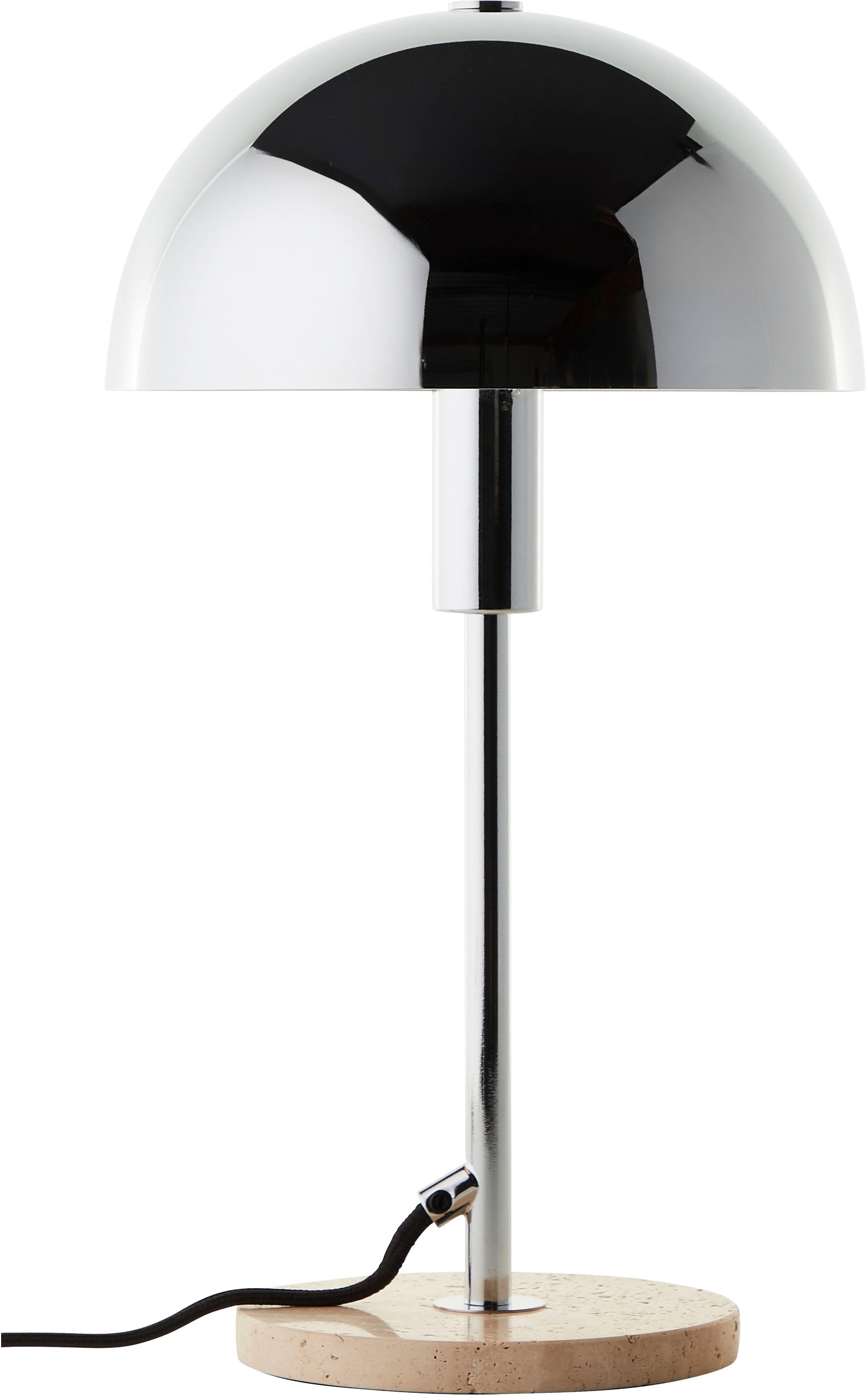 Tischleuchte "Linnea Pilz Lampe - Travertin Steinfuß", silber (chrom, chrom, travertin, stein beige), Ø 20,5cm H: 35,5cm, 1 Stk., LEGER HOME BY LENA GERCKE, Leuchten, Pilzleuchte, Tischlampe, Höhe 35,5 cm, Naturstein, Pilzlampe, Tischleuchte