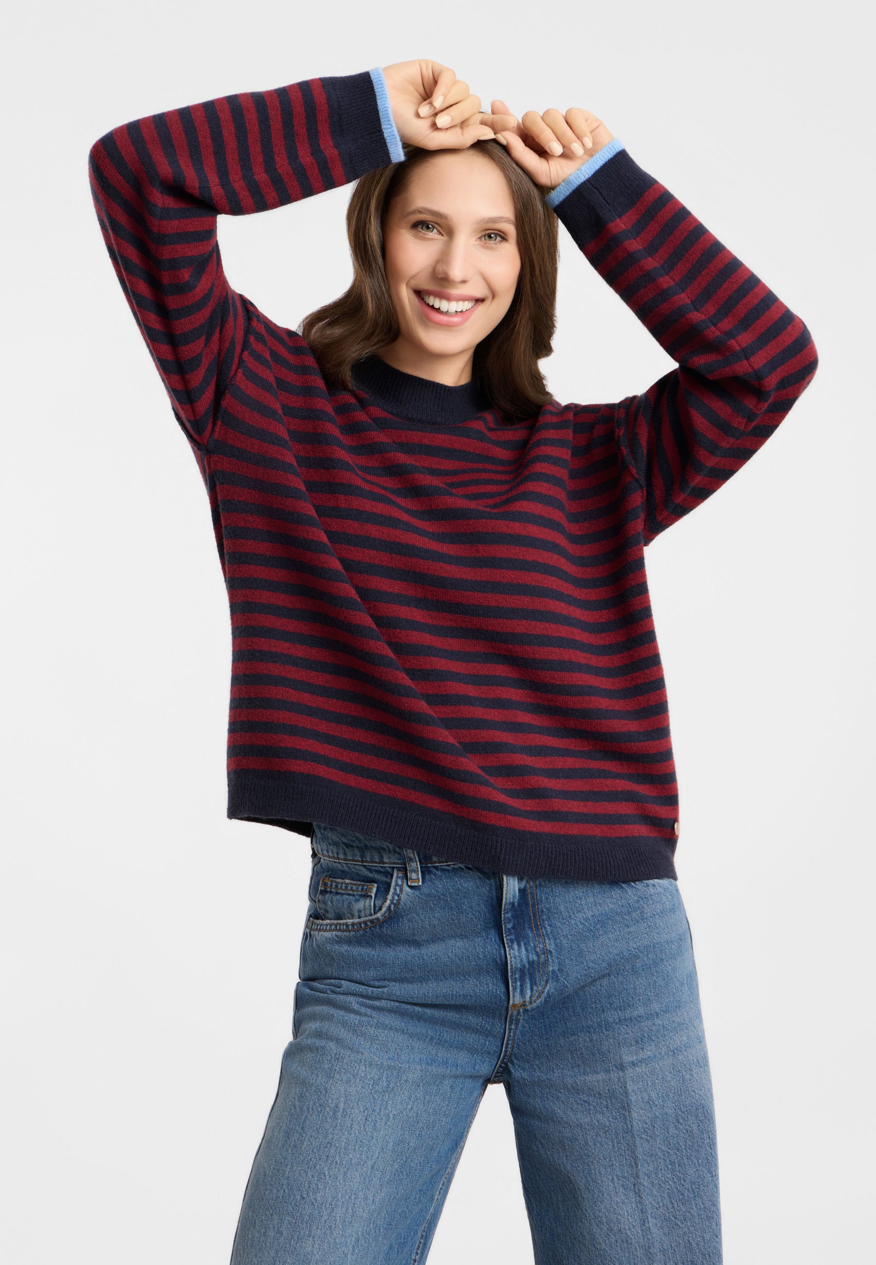 Frieda & Freddies Strickpullover "Frieda & Freddies Streifenpullover mit Stehkragen"